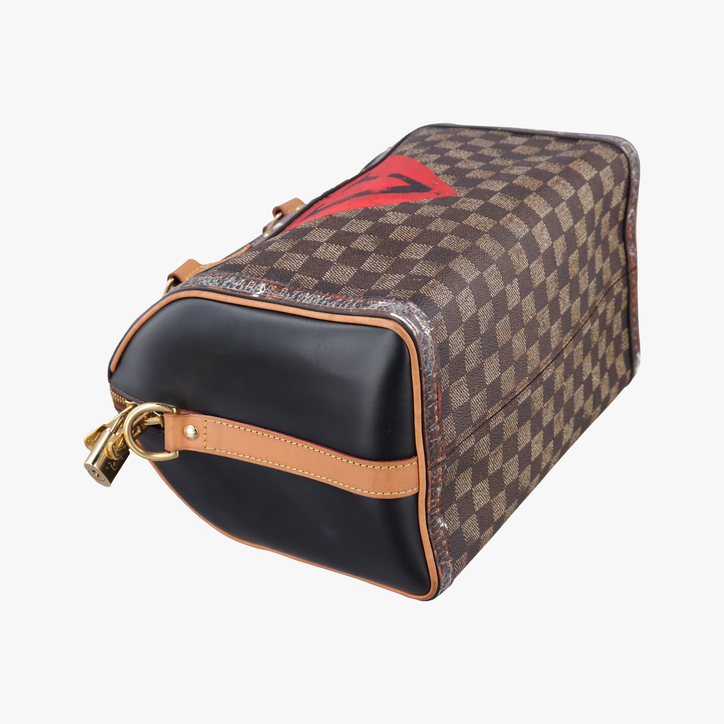 Secondhand Louis Vuitton Time Trunk Speedy Bandouliere 25 Damier Ebene × Rouge Transformed Damier Canvas M52249 shoulderbag | stylenewstar