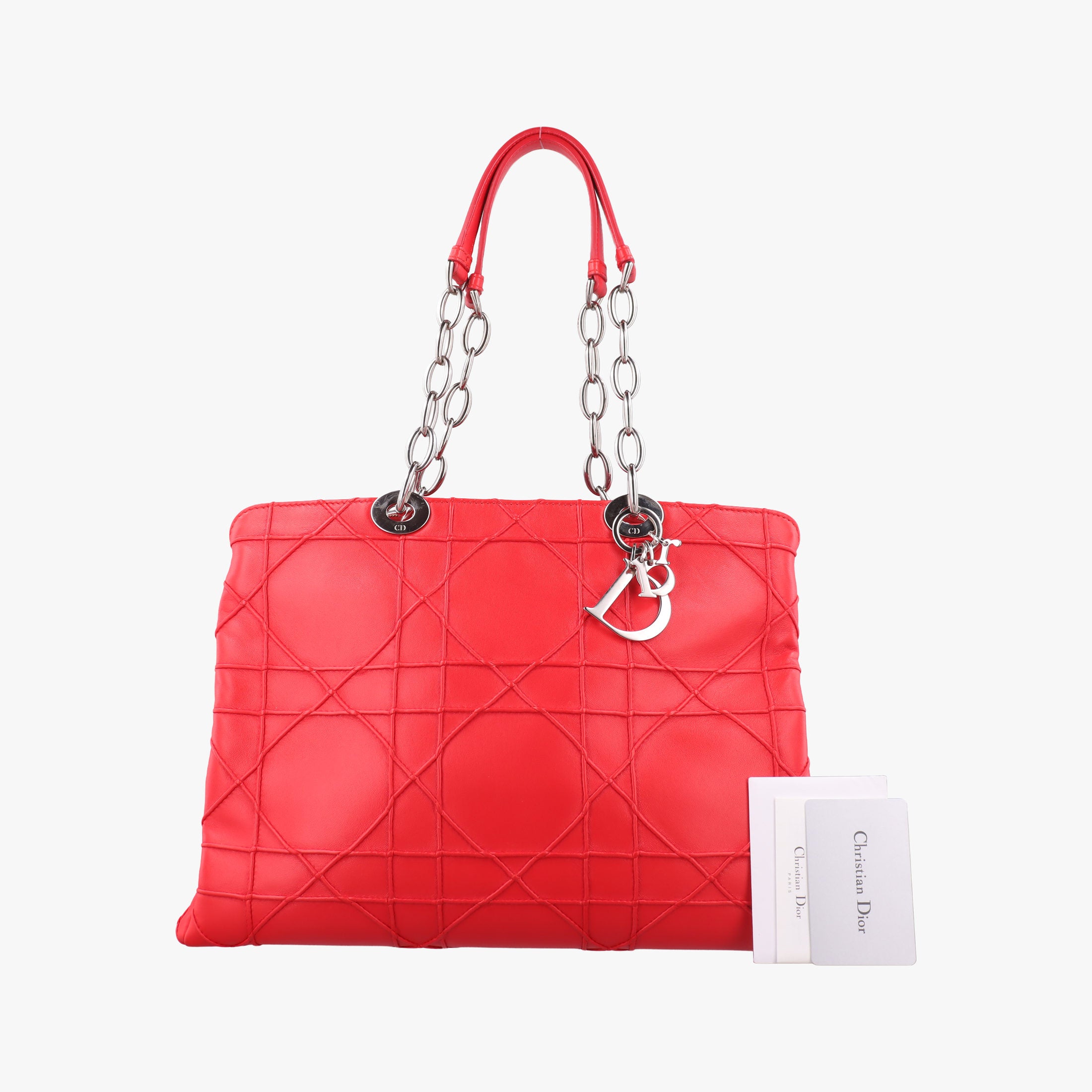 Vintage Christian Dior Lady Dior Cannage Soft Red Lambskin  handbag | stylenewstar