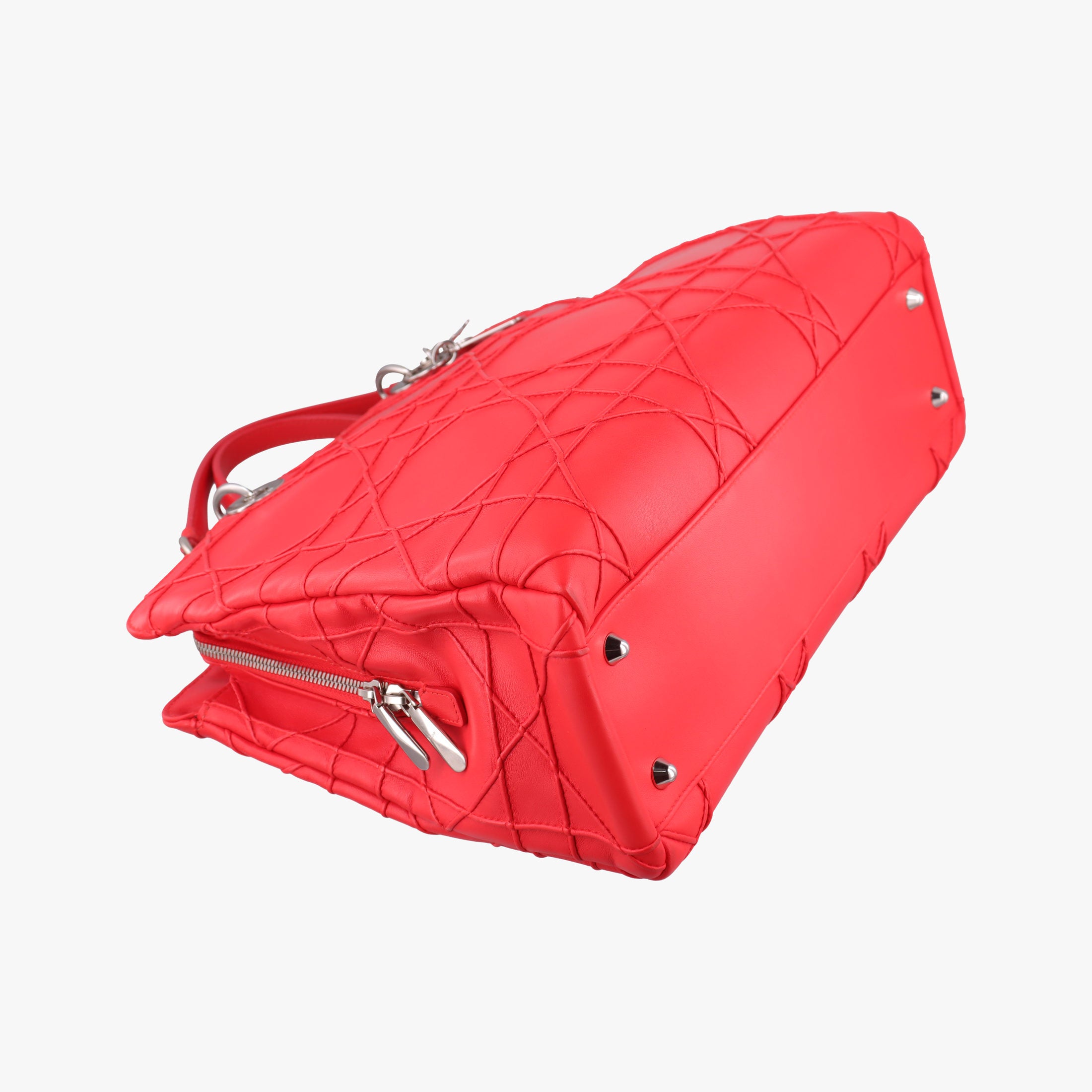Vintage Christian Dior Lady Dior Cannage Soft Red Lambskin  handbag | stylenewstar
