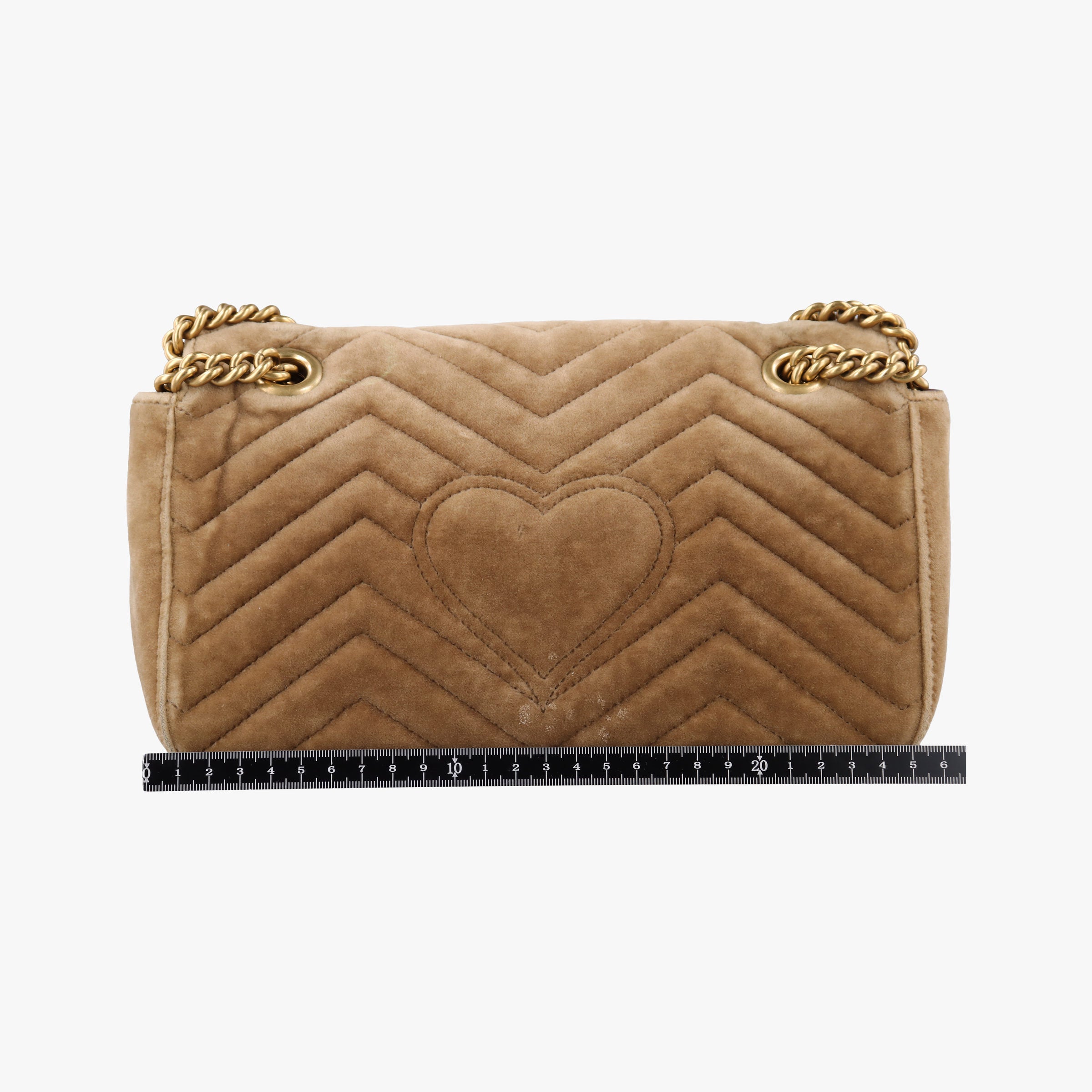 Pre-owned Gucci GG Marmont khaki velour 443497 shoulderbag | stylenewstar