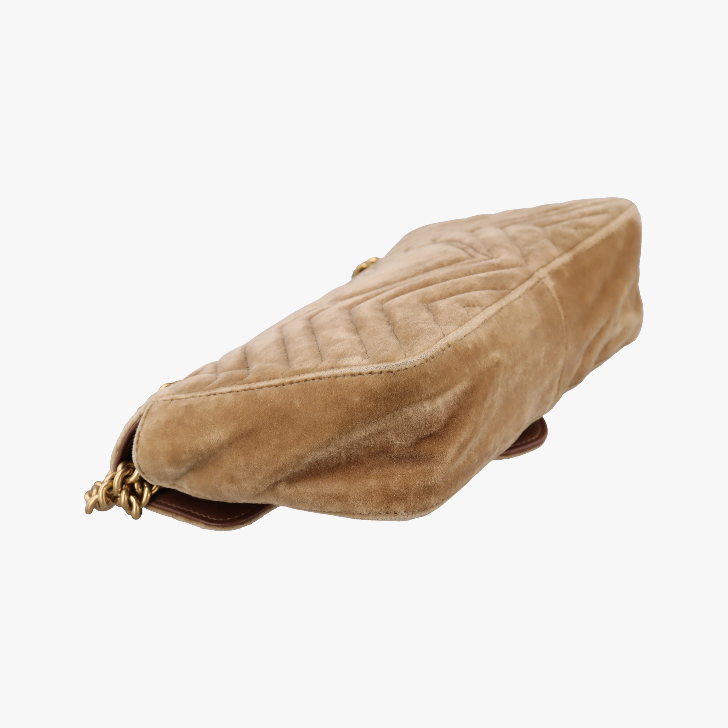 Pre-owned Gucci GG Marmont khaki velour 443497 shoulderbag | stylenewstar