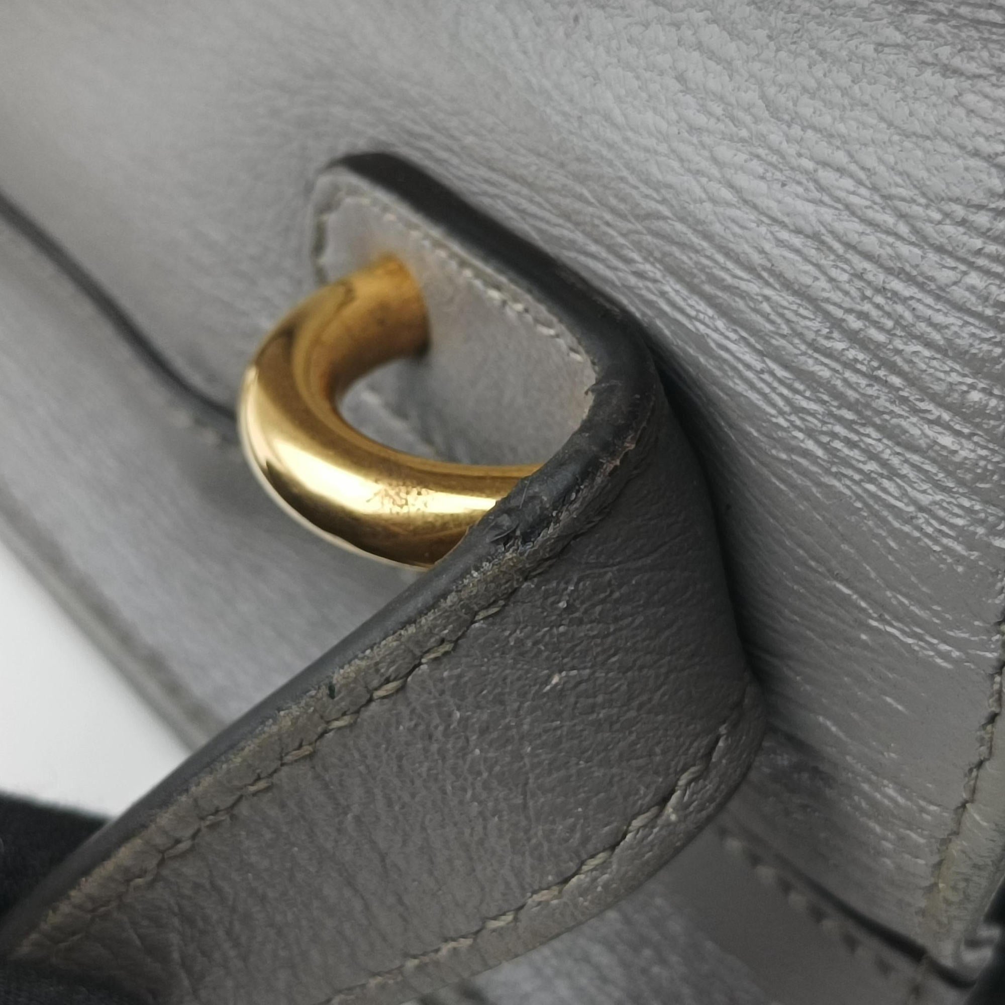 Pre-owned Gucci GG Ring GG Marmont Grey Leather 589474 shoulderbag | stylenewstar