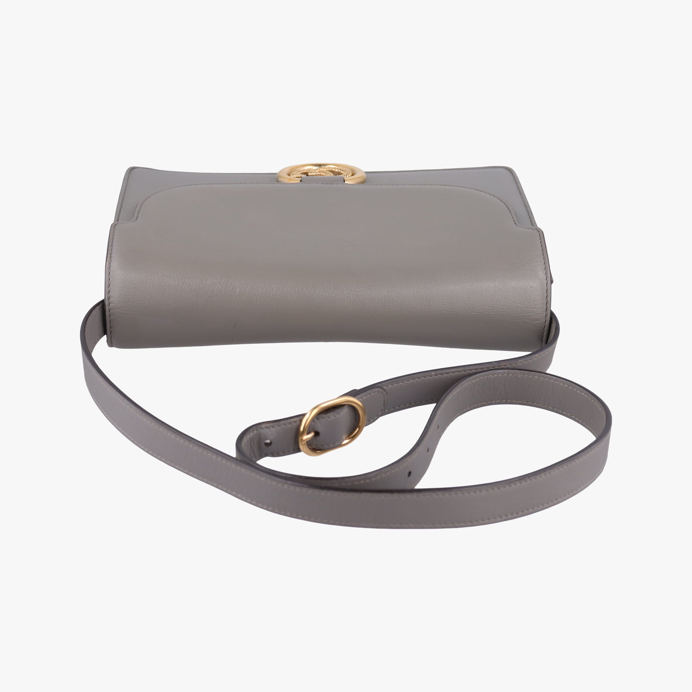 Pre-owned Gucci GG Ring GG Marmont Grey Leather 589474 shoulderbag | stylenewstar