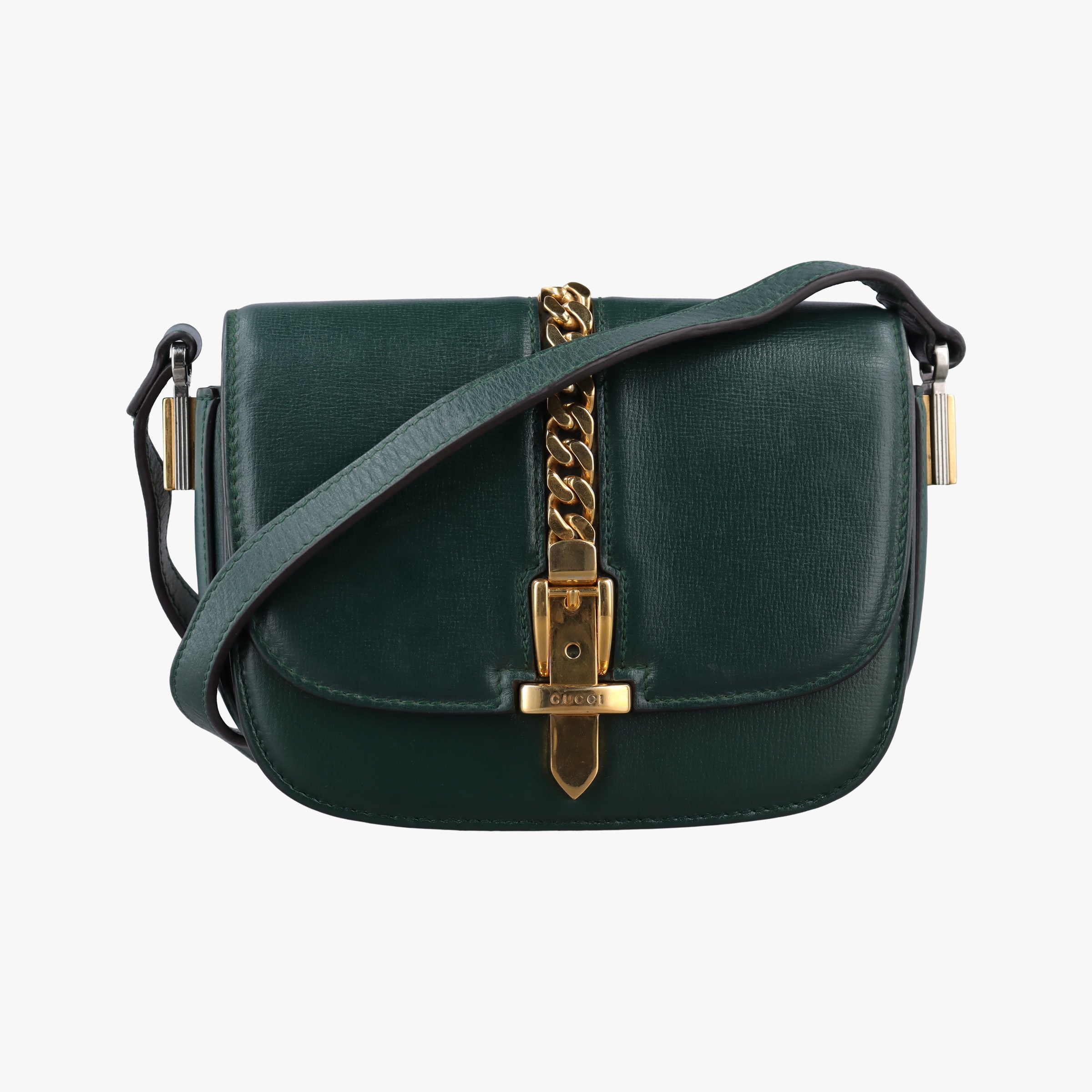 Pre-owned Gucci Sylvie 1969 Green Leather 615965 shoulderbag | stylenewstar