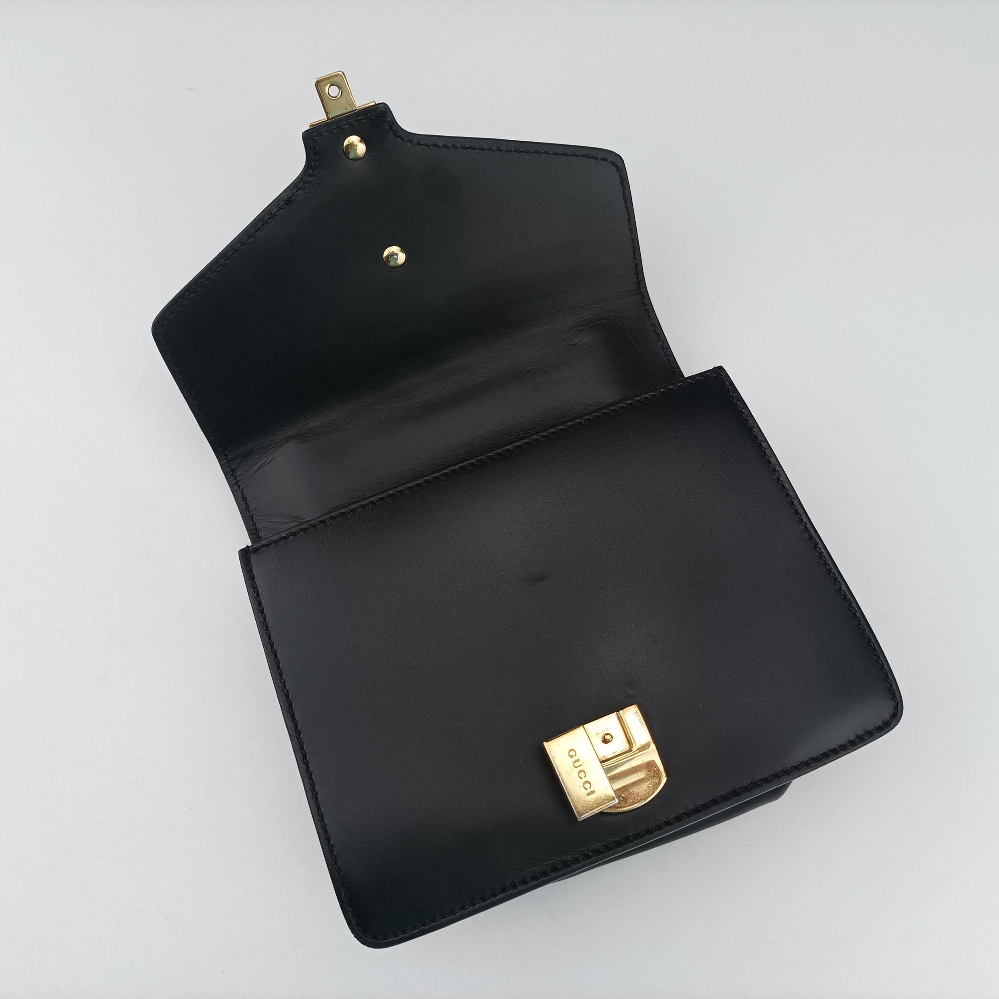 Pre-owned Gucci Sylvie Black×red×green Leather 431666 shoulderbag | stylenewstar
