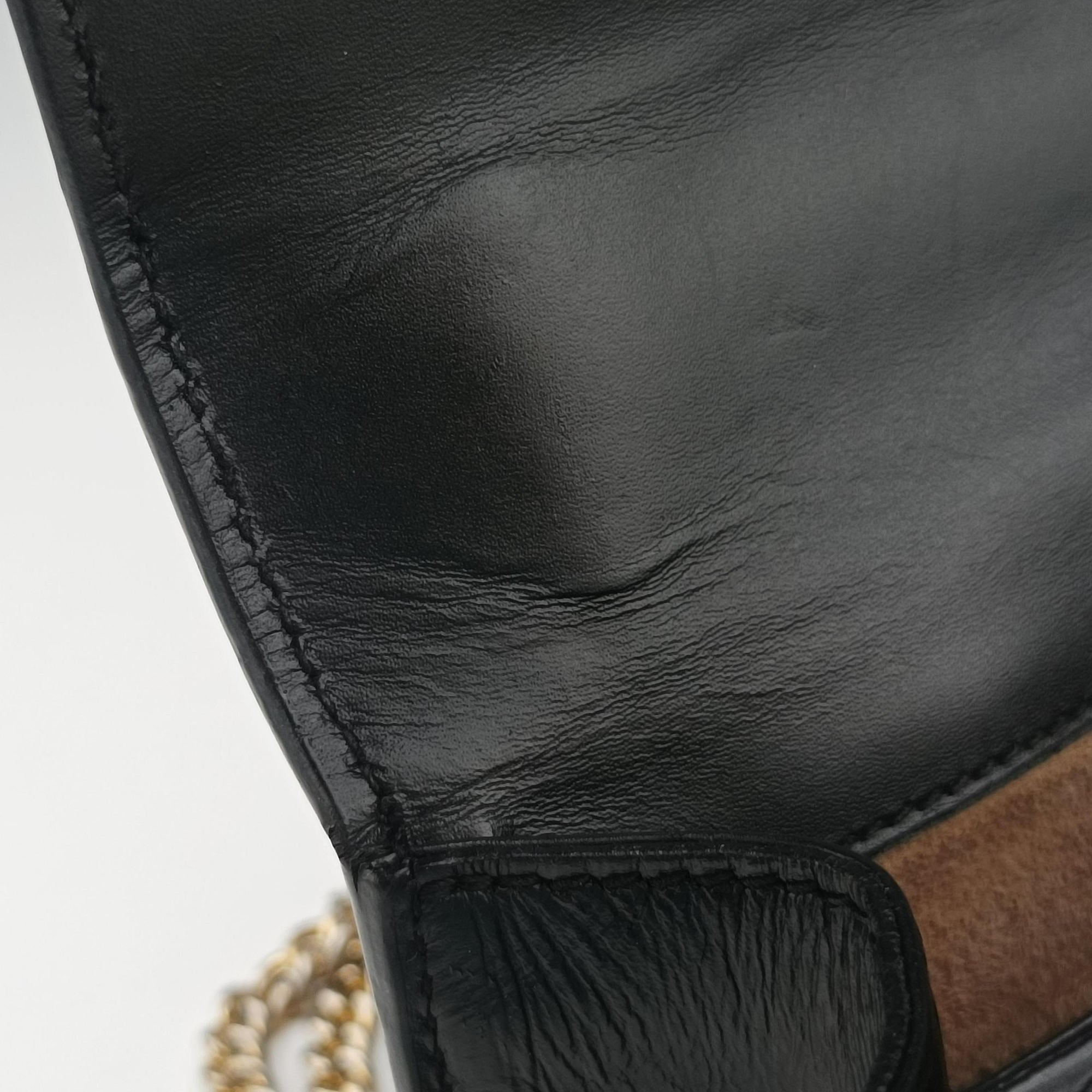 Pre-owned Gucci Sylvie Black×red×green Leather 431666 shoulderbag | stylenewstar