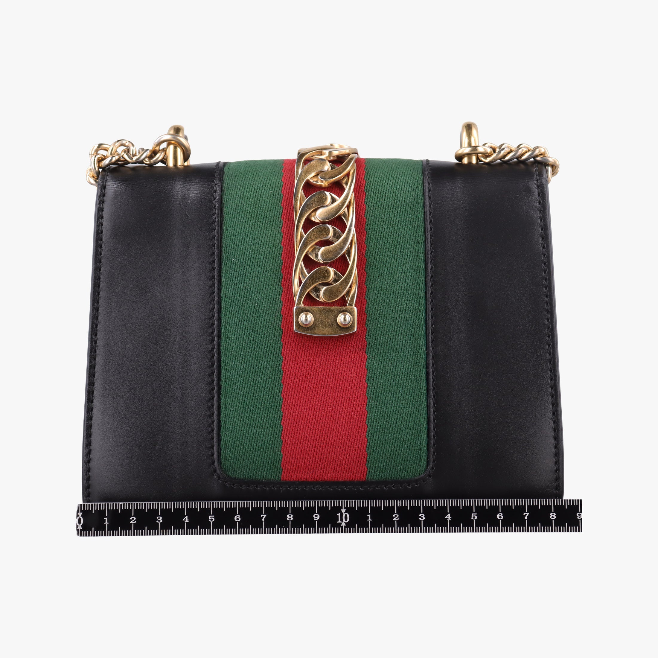 Pre-owned Gucci Sylvie Black×red×green Leather 431666 shoulderbag | stylenewstar