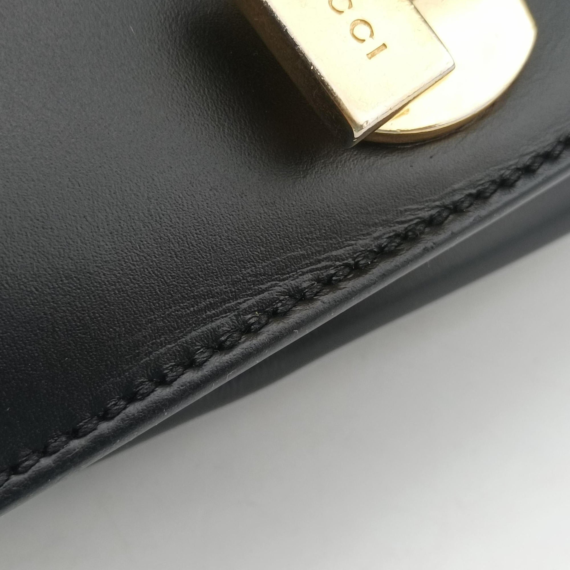 Pre-owned Gucci Sylvie Black×red×green Leather 431666 shoulderbag | stylenewstar