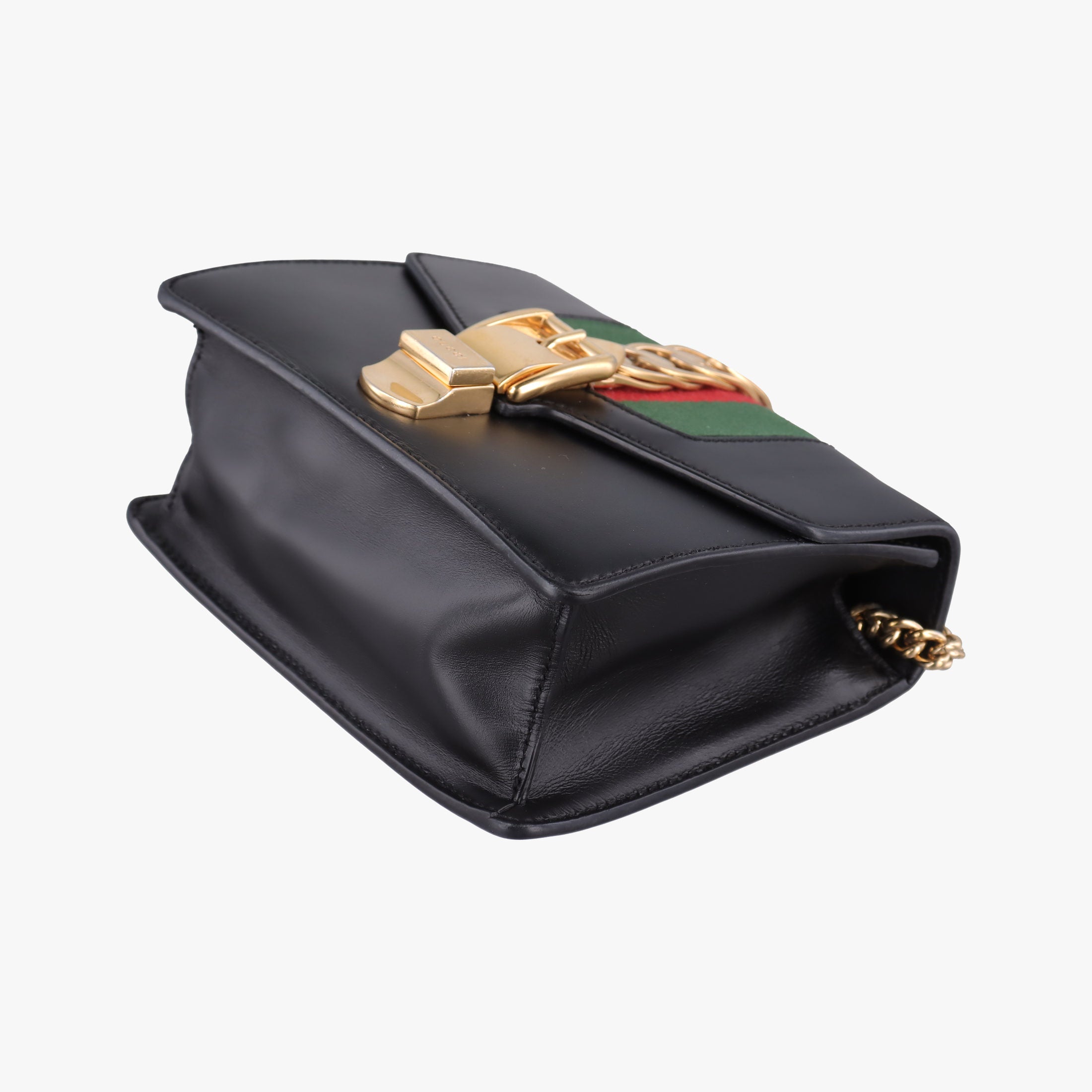 Pre-owned Gucci Sylvie Black×red×green Leather 431666 shoulderbag | stylenewstar