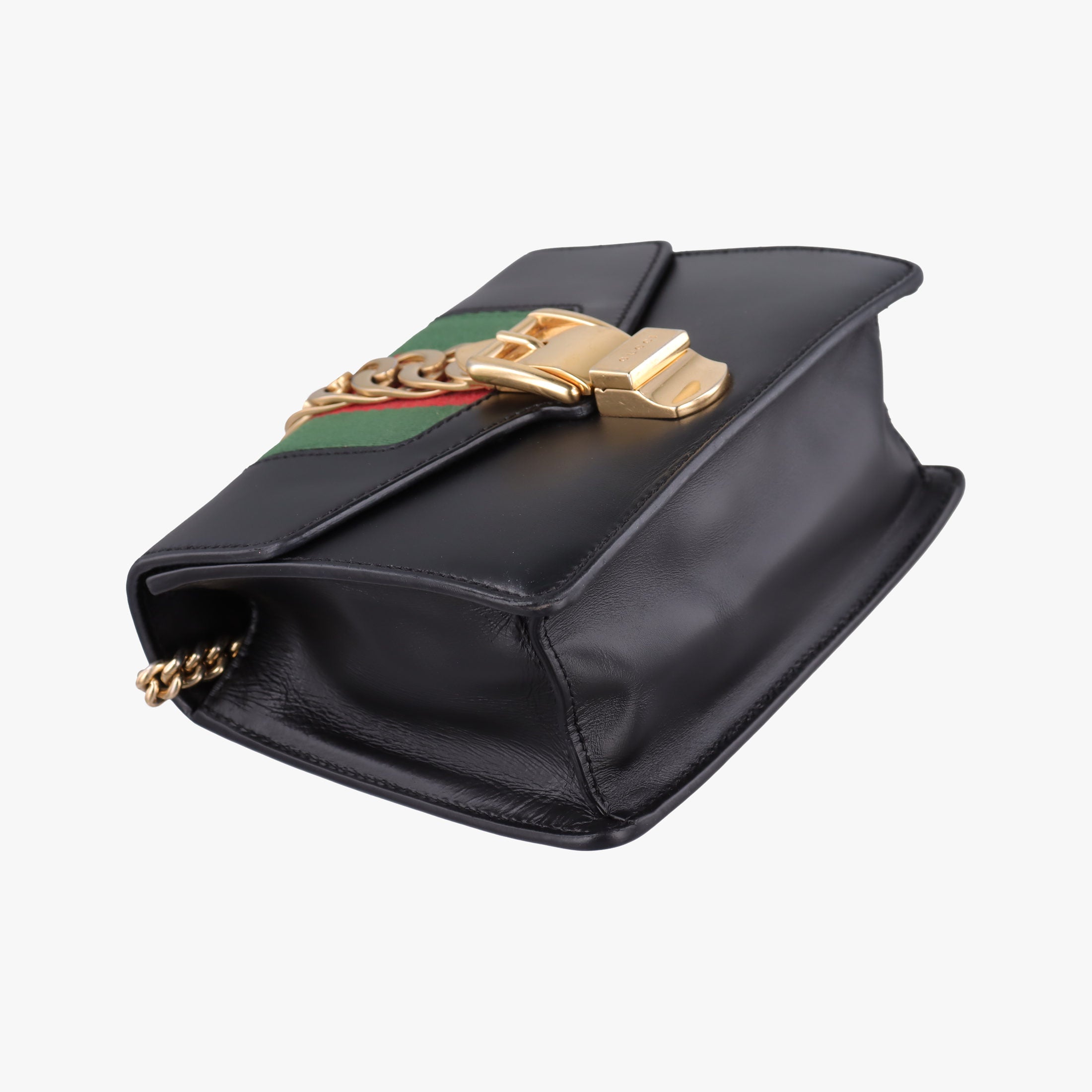Pre-owned Gucci Sylvie Black×red×green Leather 431666 shoulderbag | stylenewstar