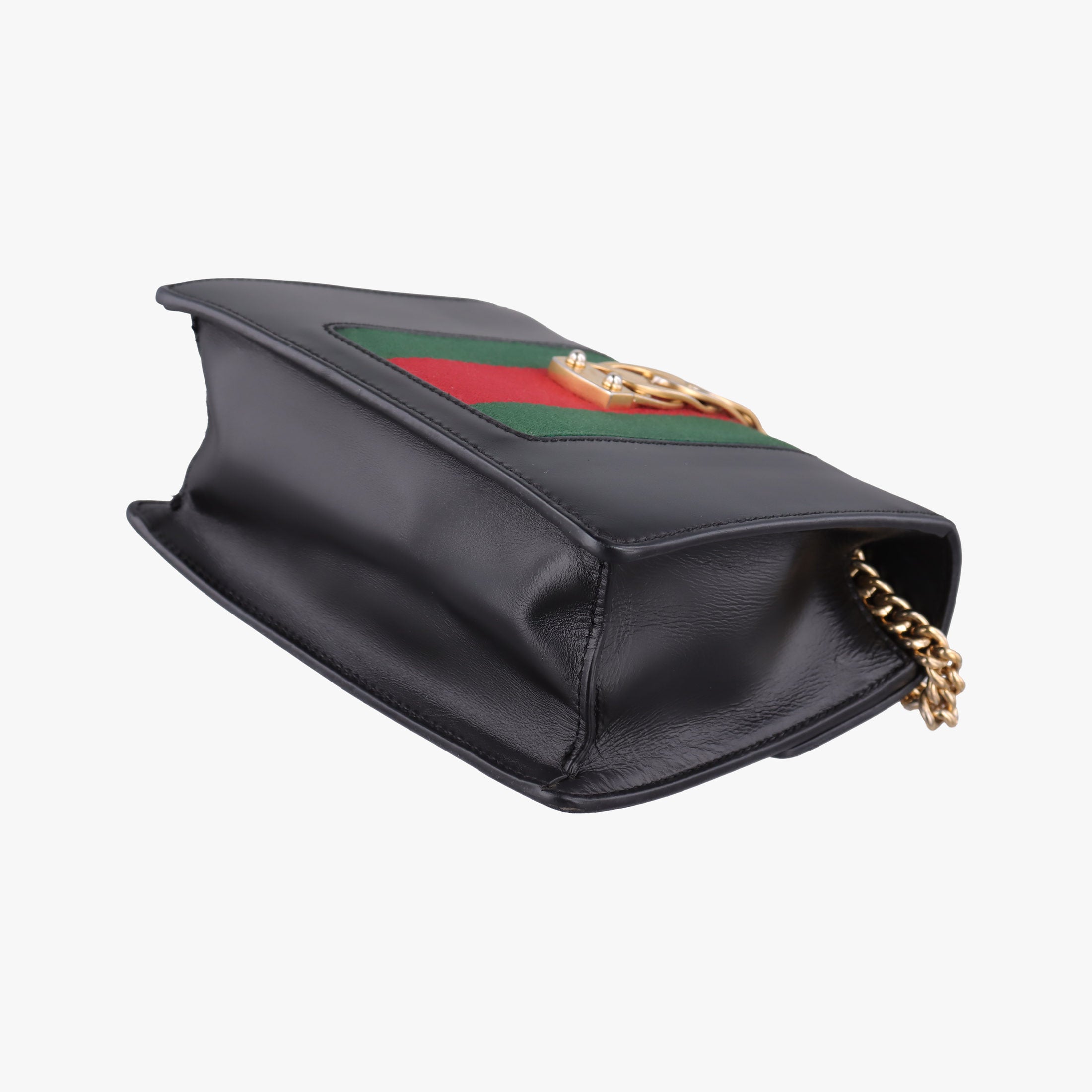 Pre-owned Gucci Sylvie Black×red×green Leather 431666 shoulderbag | stylenewstar