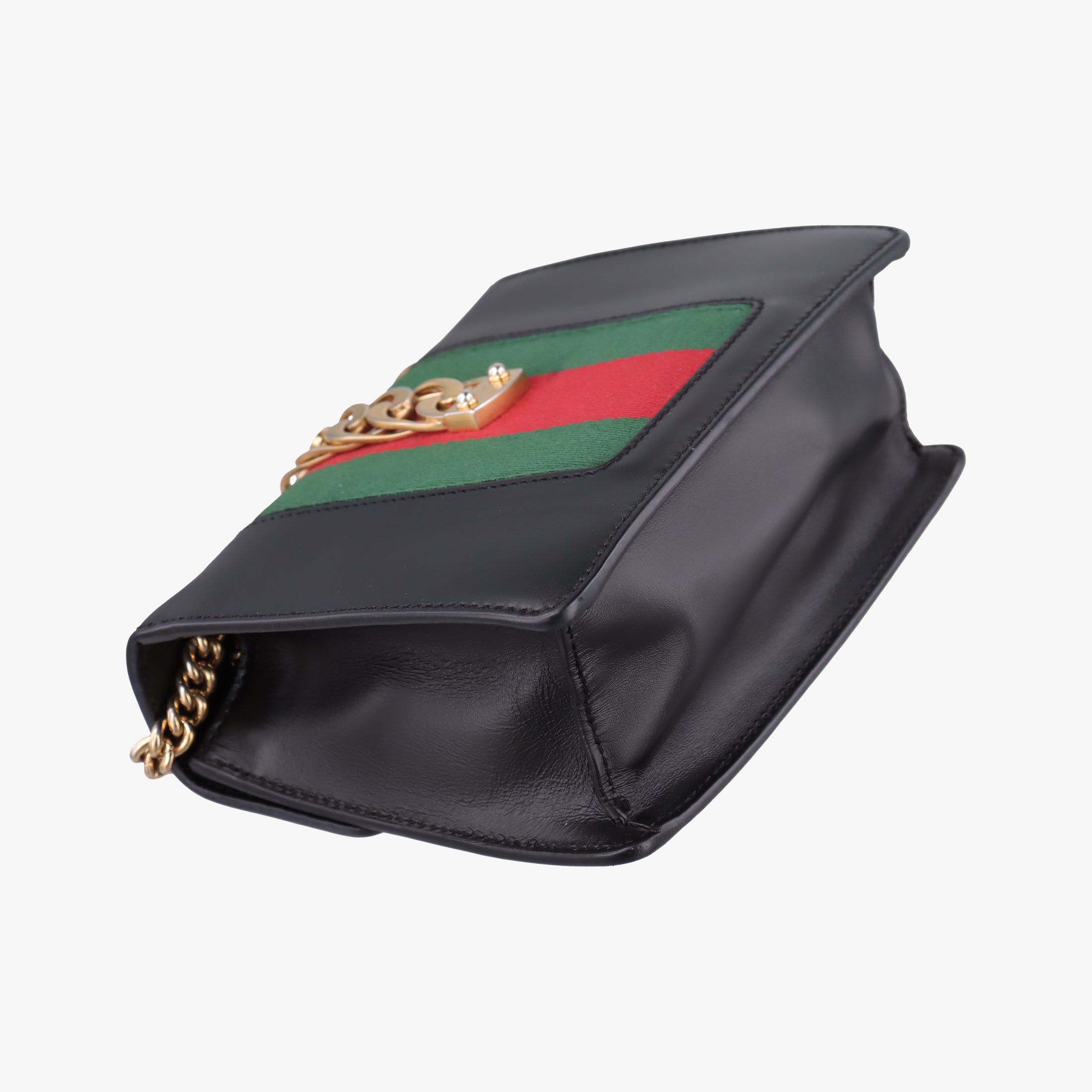 Pre-owned Gucci Sylvie Black×red×green Leather 431666 shoulderbag | stylenewstar