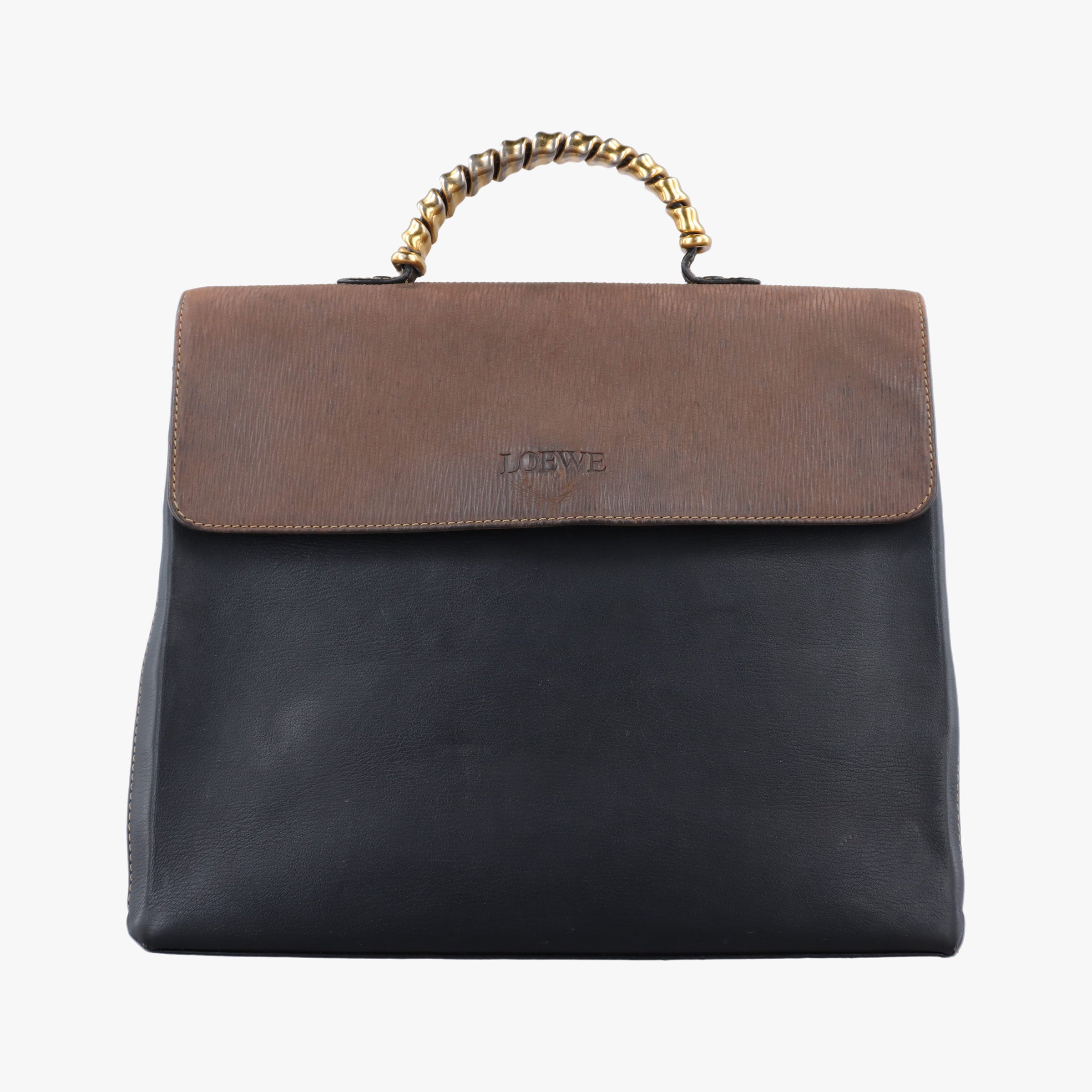 Pre-owned Loewe Velazquez Brown × Black Calfskin  handbag | stylenewstar