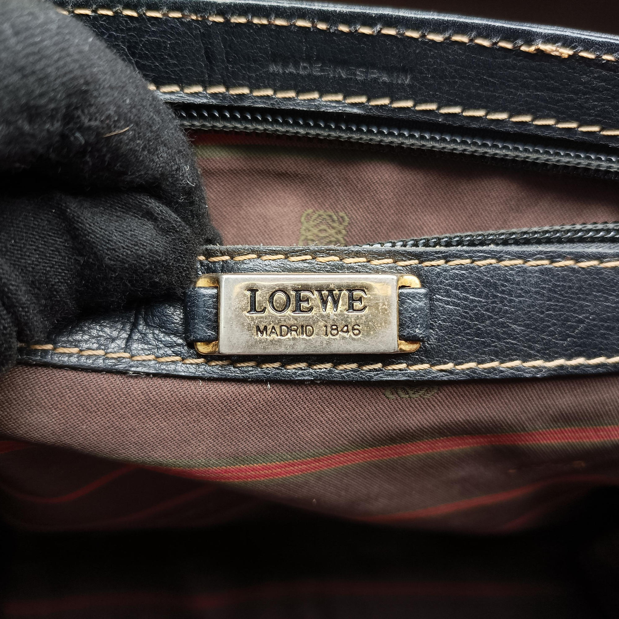 Pre-owned Loewe Velazquez Brown × Black Calfskin  handbag | stylenewstar