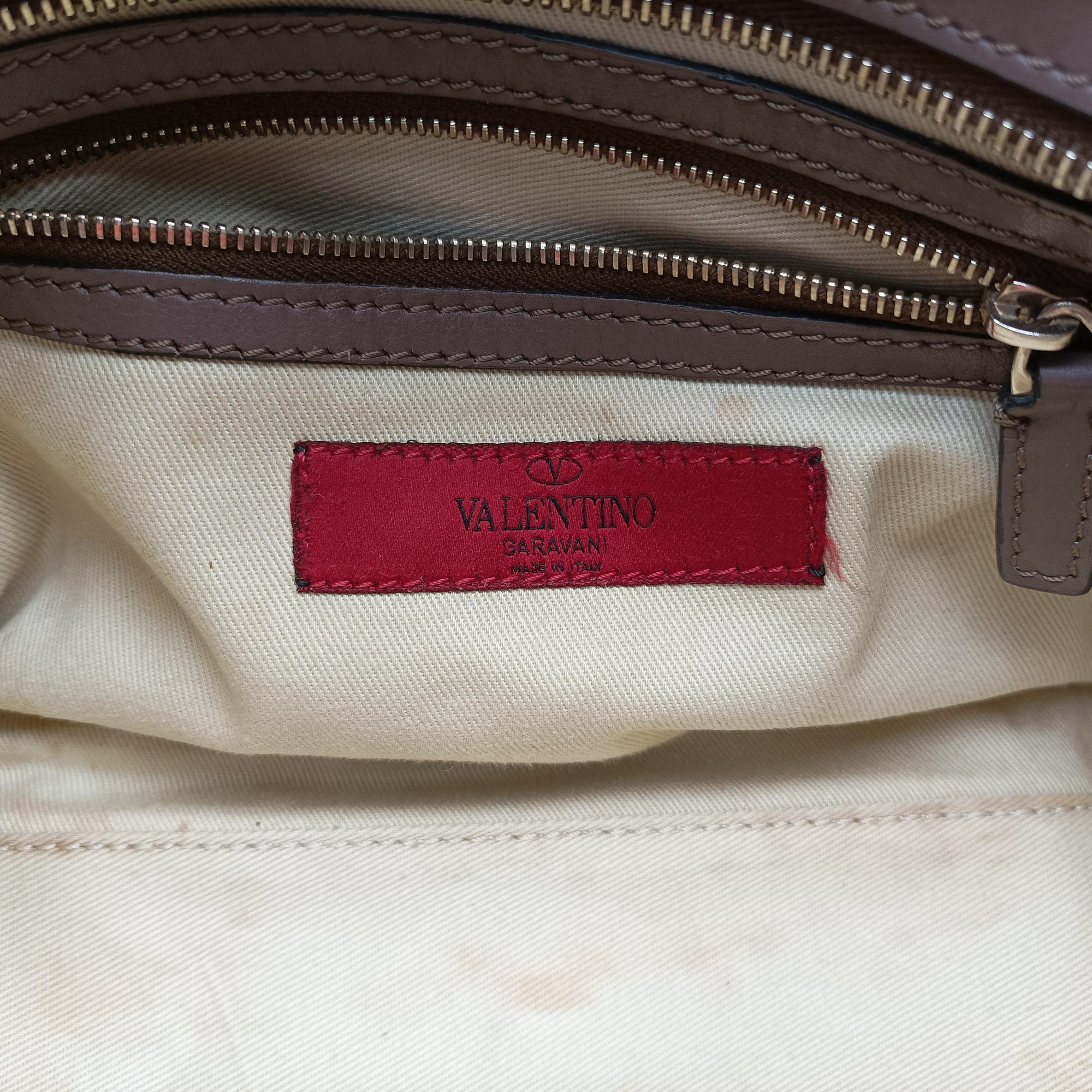 Pre-owned Valentino Rockstud Orange × Gray Leather  shoulderbag | stylenewstar