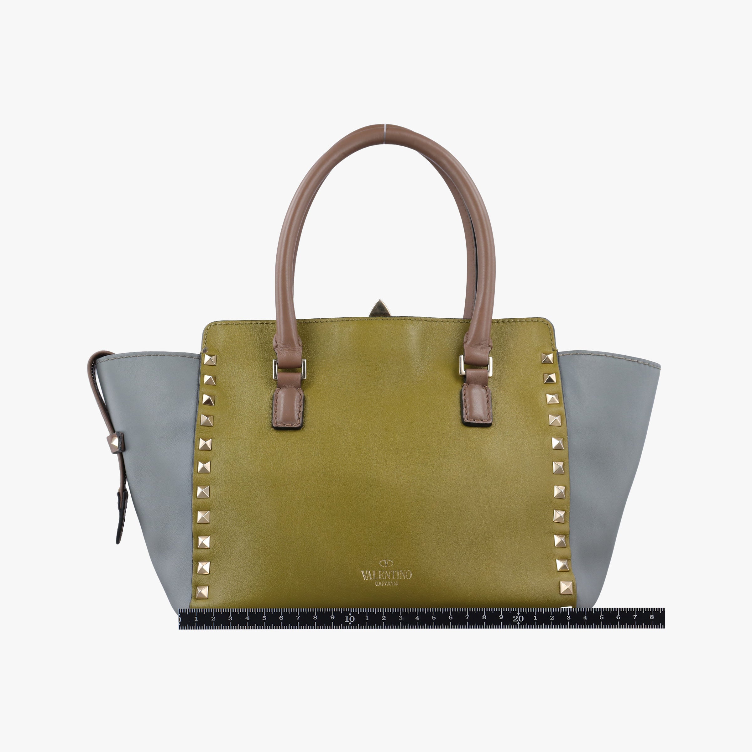 Pre-owned Valentino Rockstud Orange × Gray Leather  shoulderbag | stylenewstar