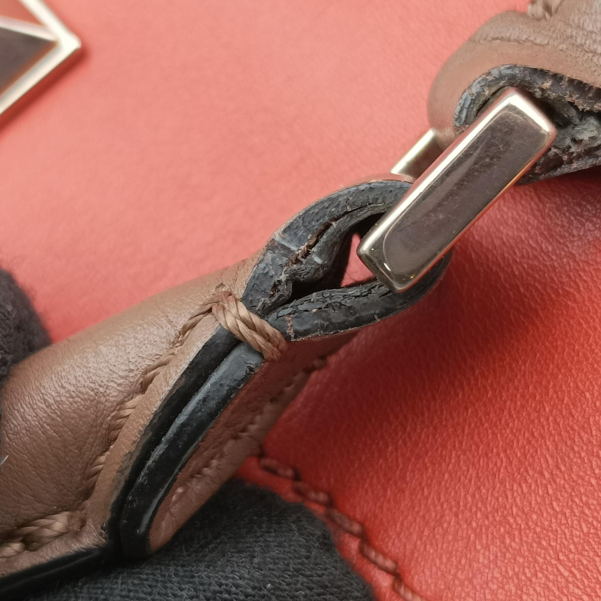 Pre-owned Valentino Rockstud Orange × Gray Leather  shoulderbag | stylenewstar