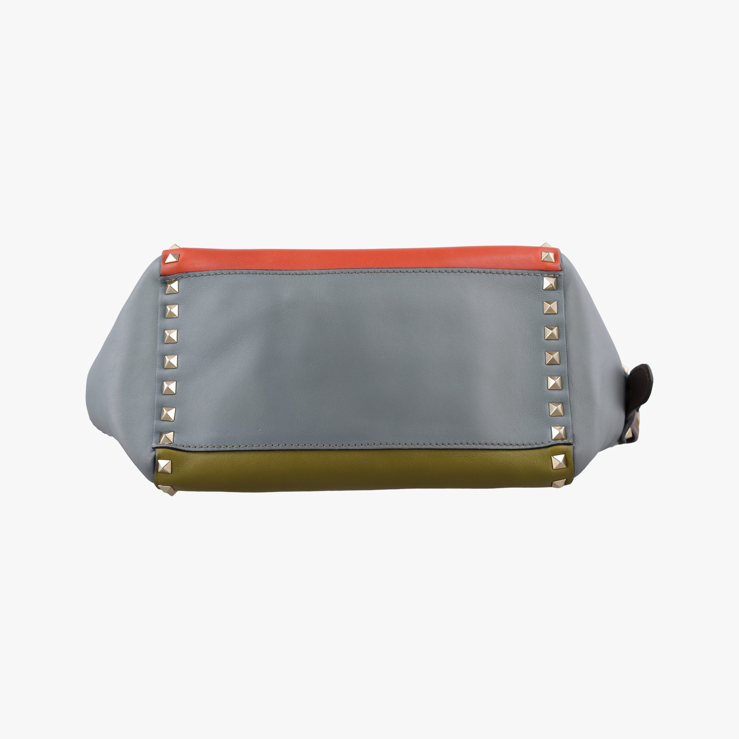 Pre-owned Valentino Rockstud Orange × Gray Leather  shoulderbag | stylenewstar