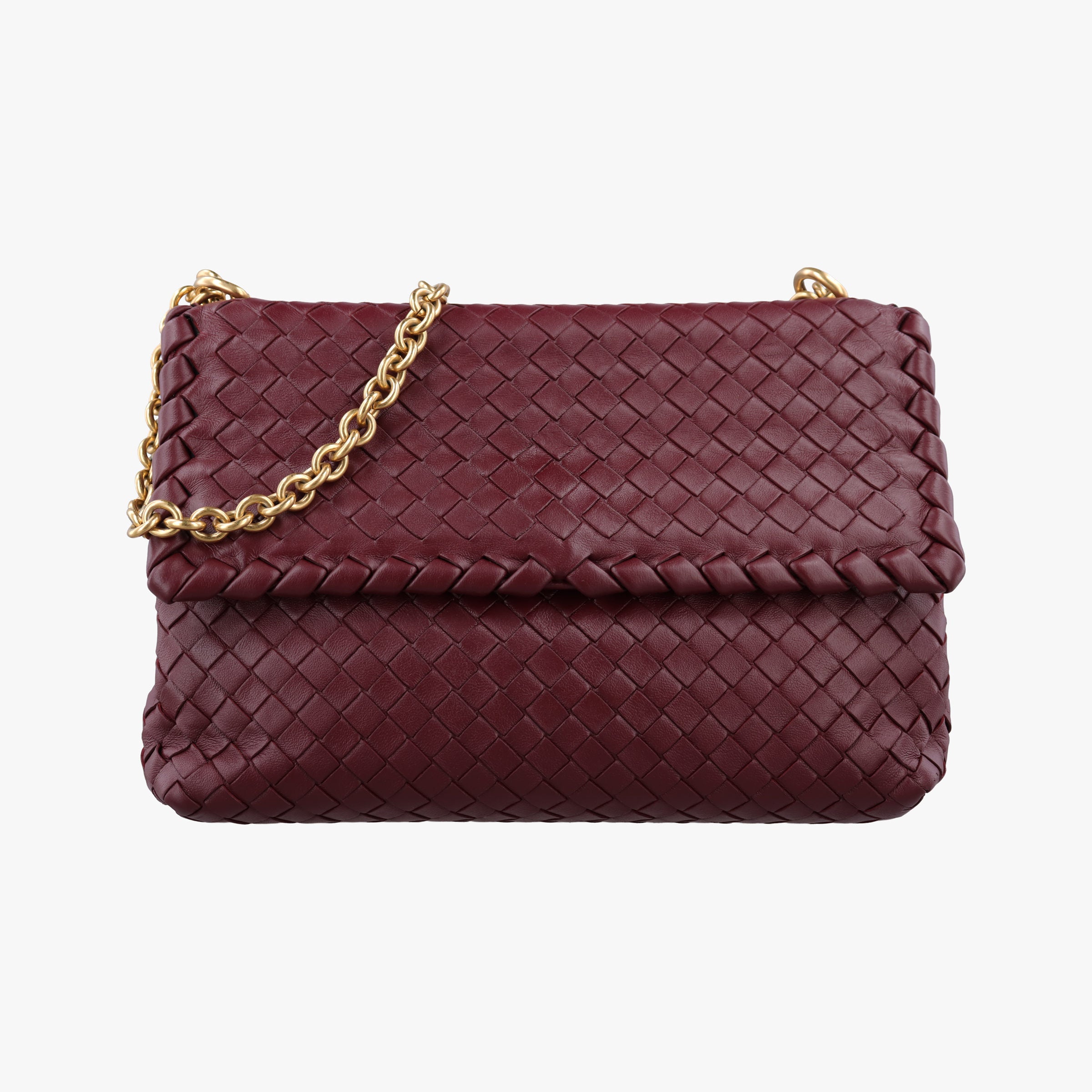 Pre-owned Bottega Veneta Intrecciato Olimpia Burgundy lambskin  shoulderbag | stylenewstar