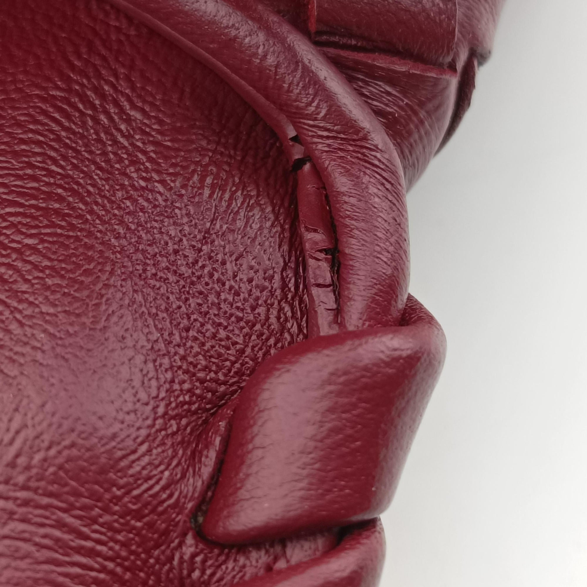 Pre-owned Bottega Veneta Intrecciato Olimpia Burgundy lambskin  shoulderbag | stylenewstar