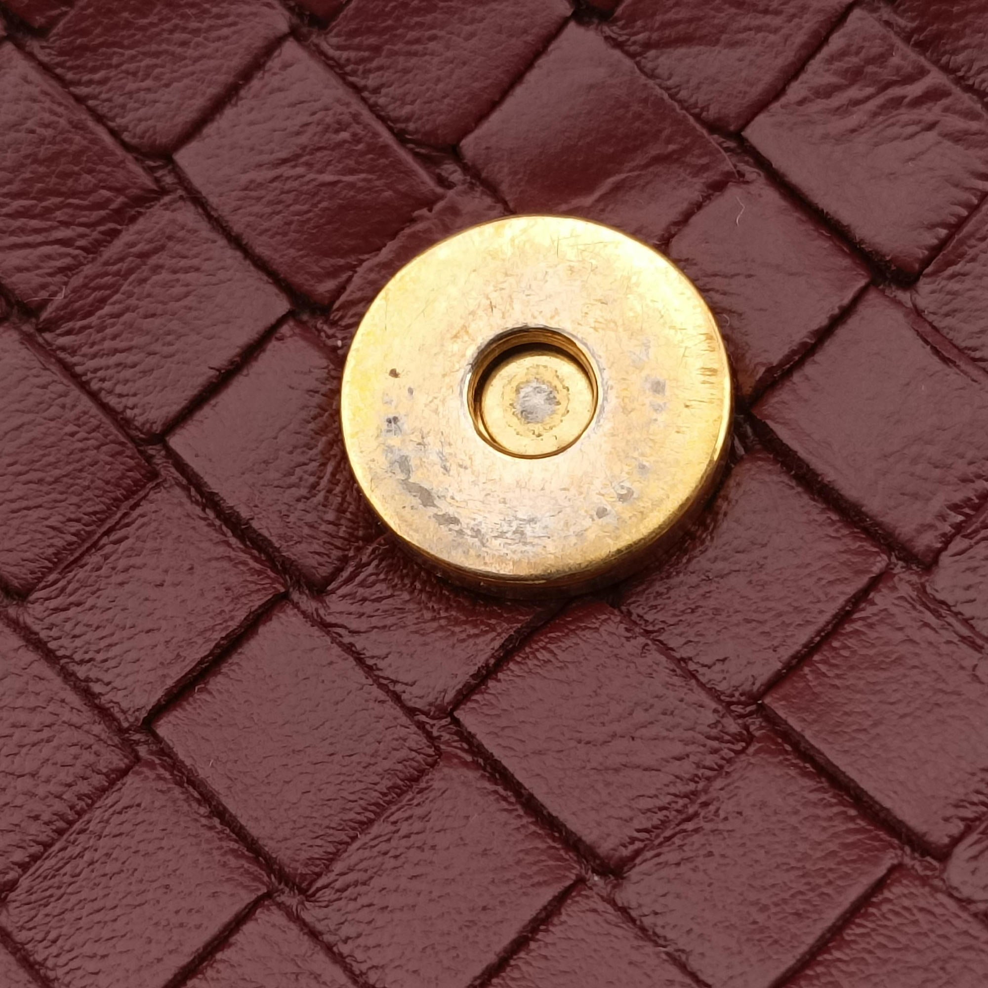 Pre-owned Bottega Veneta Intrecciato Olimpia Burgundy lambskin  shoulderbag | stylenewstar
