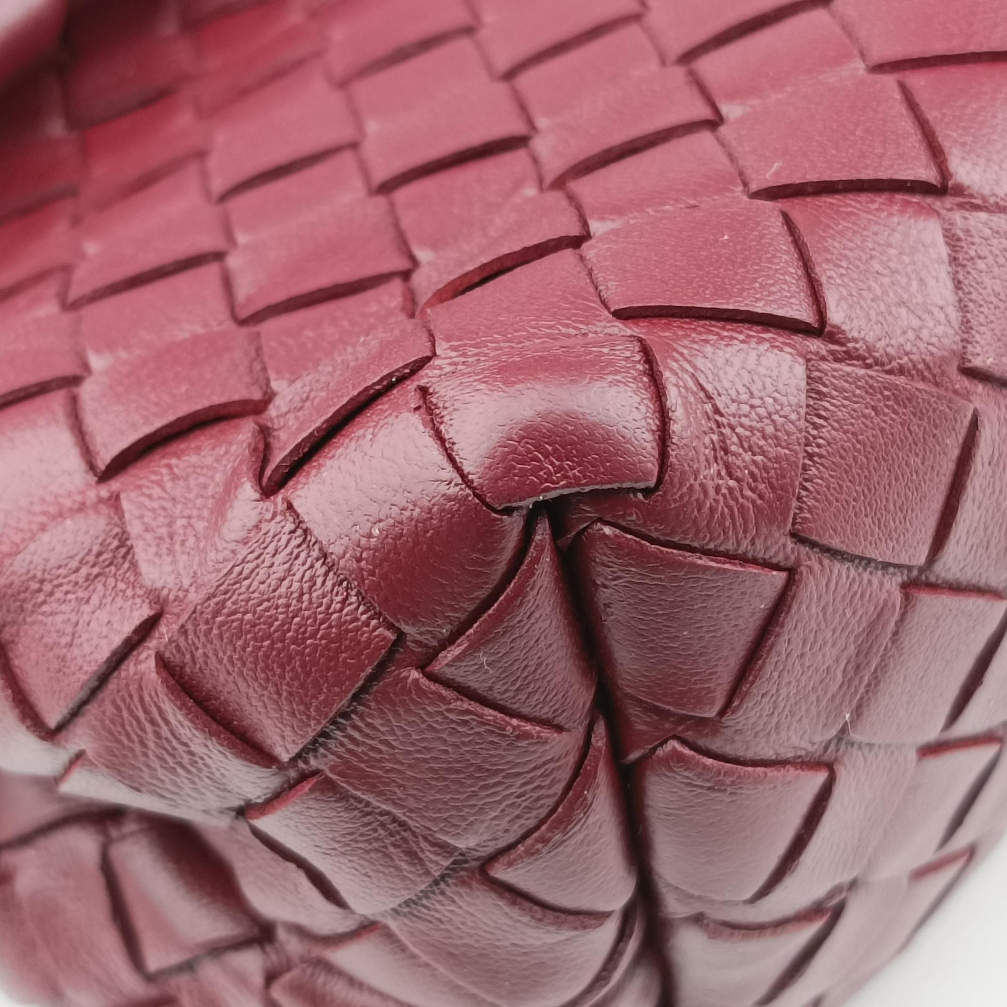 Pre-owned Bottega Veneta Intrecciato Olimpia Burgundy lambskin  shoulderbag | stylenewstar