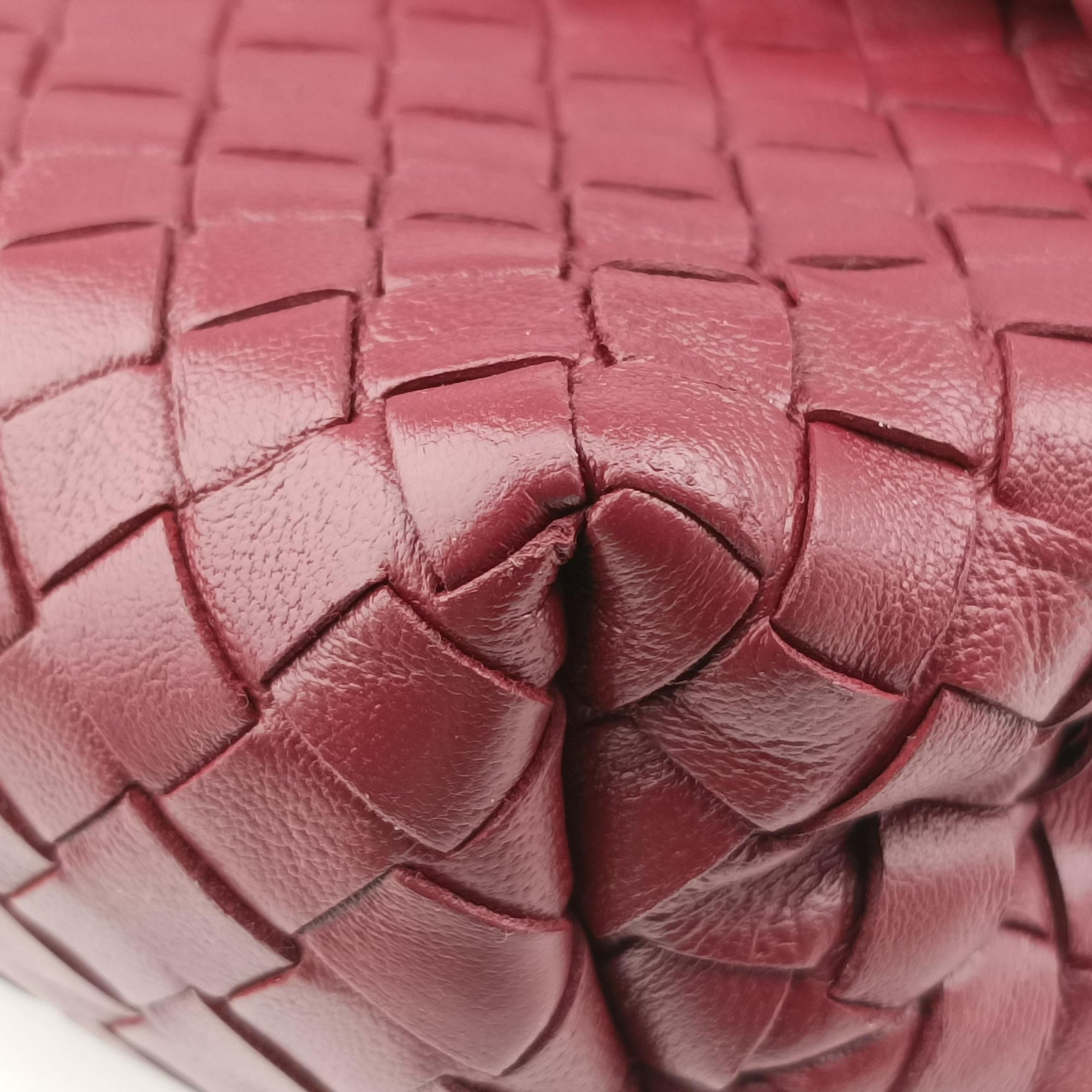 Pre-owned Bottega Veneta Intrecciato Olimpia Burgundy lambskin  shoulderbag | stylenewstar