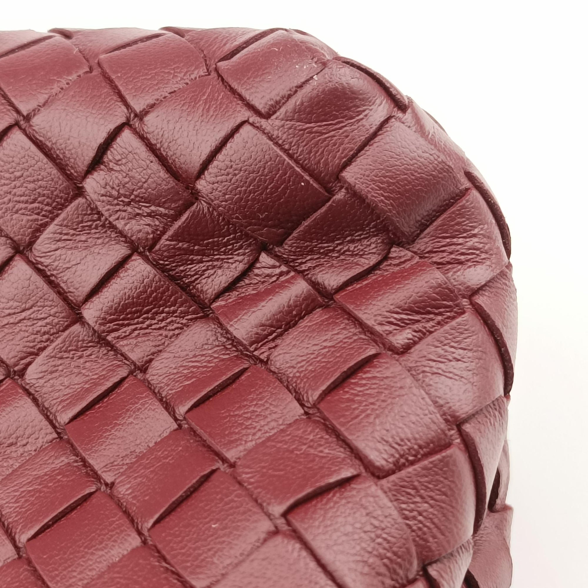 Pre-owned Bottega Veneta Intrecciato Olimpia Burgundy lambskin  shoulderbag | stylenewstar