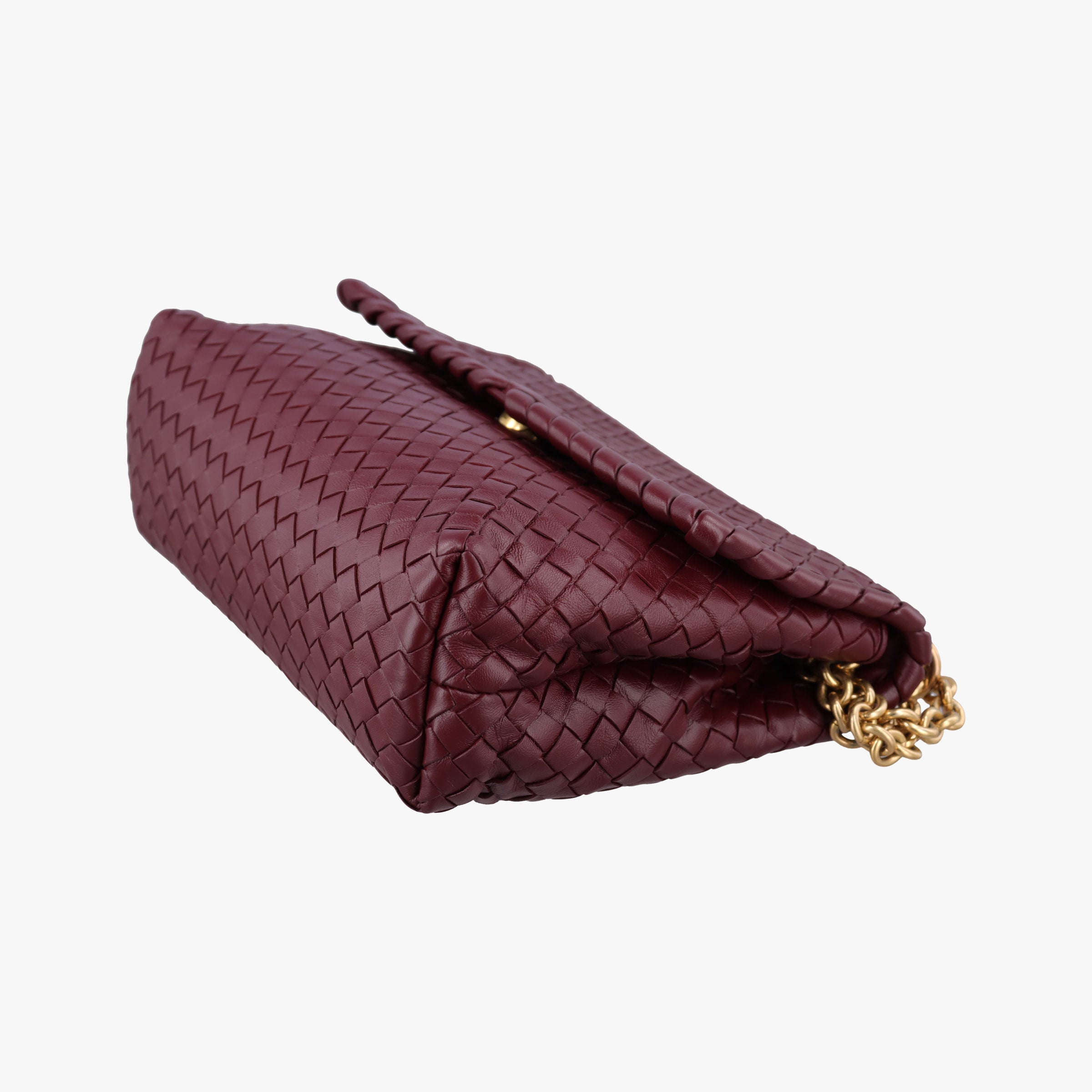 Pre-owned Bottega Veneta Intrecciato Olimpia Burgundy lambskin  shoulderbag | stylenewstar