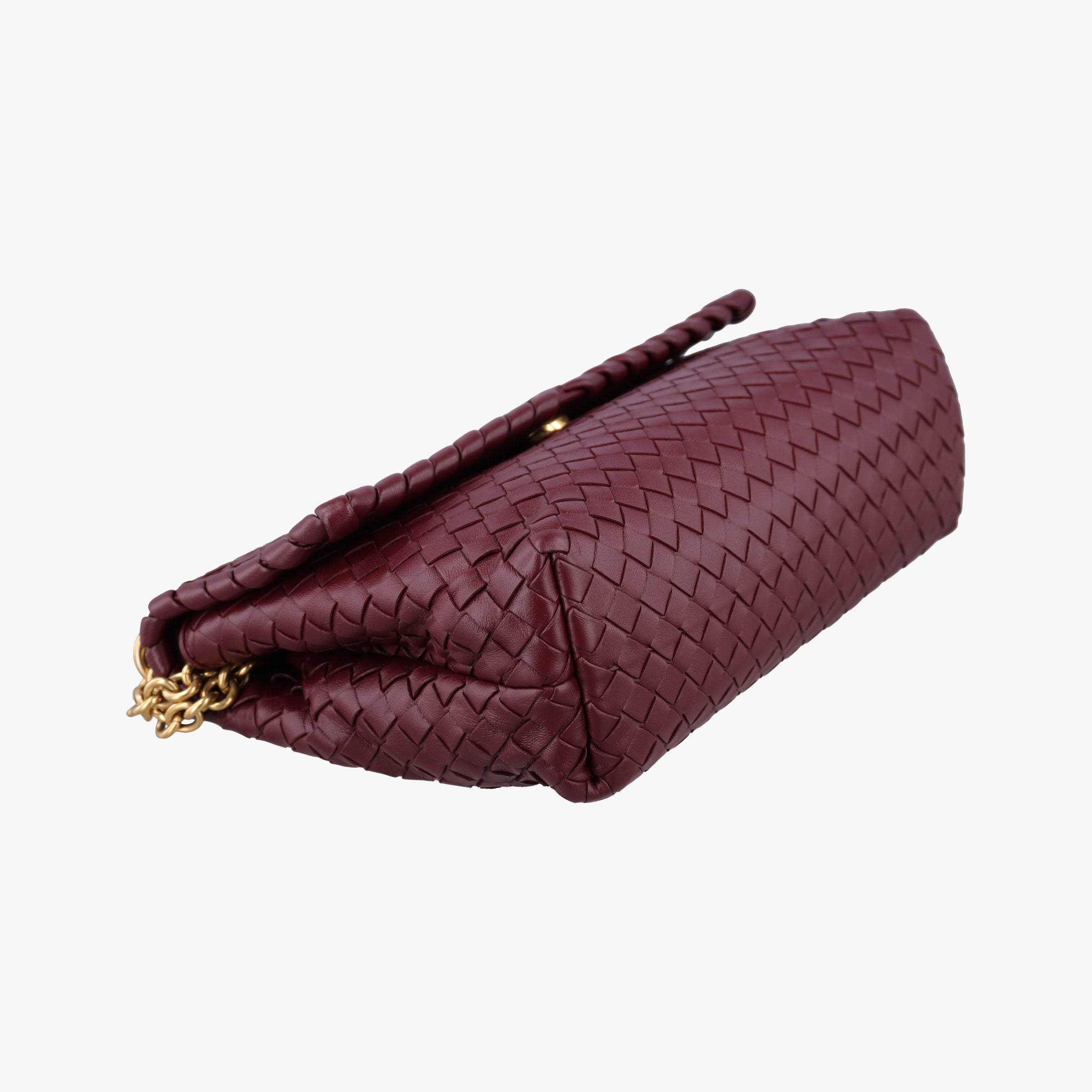 Pre-owned Bottega Veneta Intrecciato Olimpia Burgundy lambskin  shoulderbag | stylenewstar