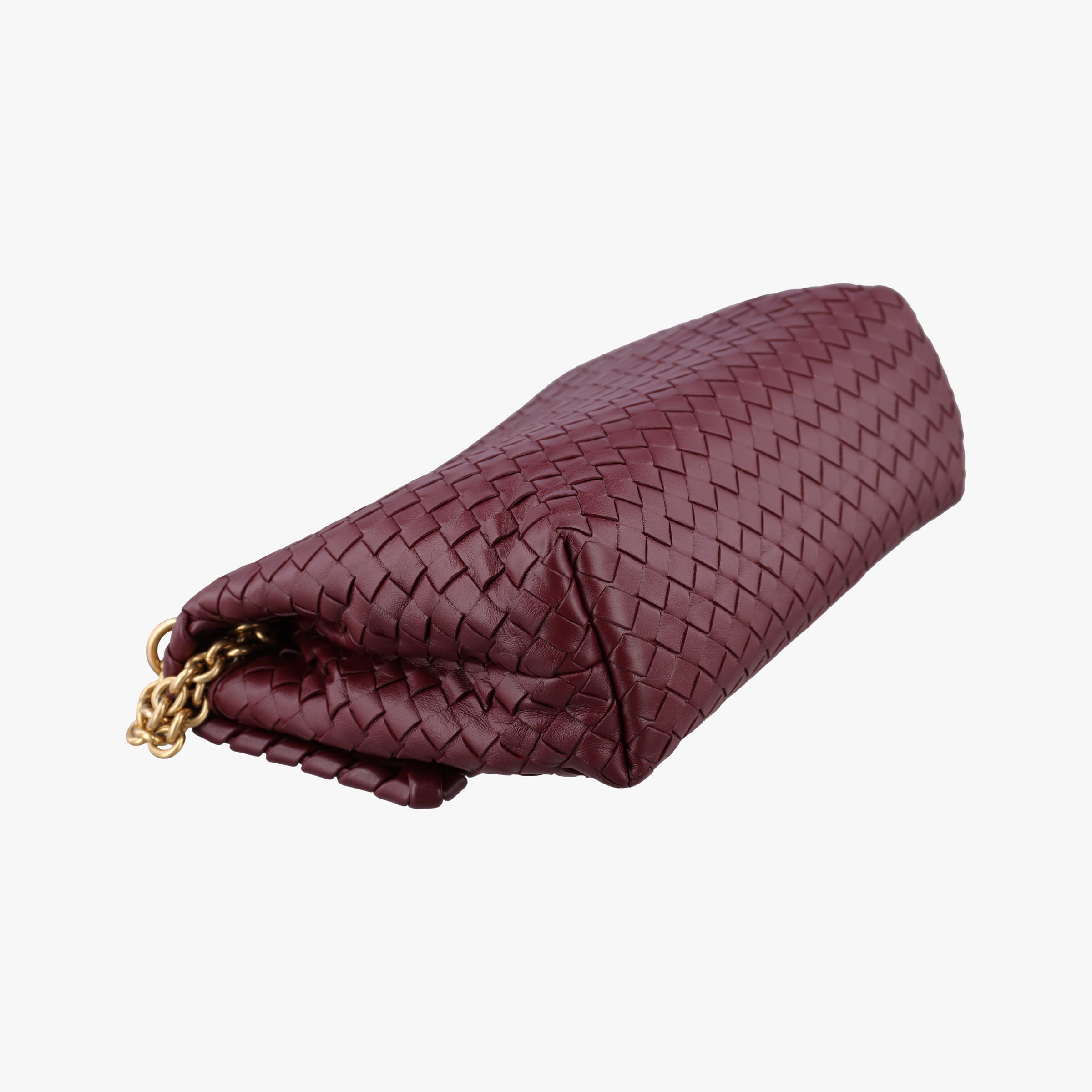 Pre-owned Bottega Veneta Intrecciato Olimpia Burgundy lambskin  shoulderbag | stylenewstar