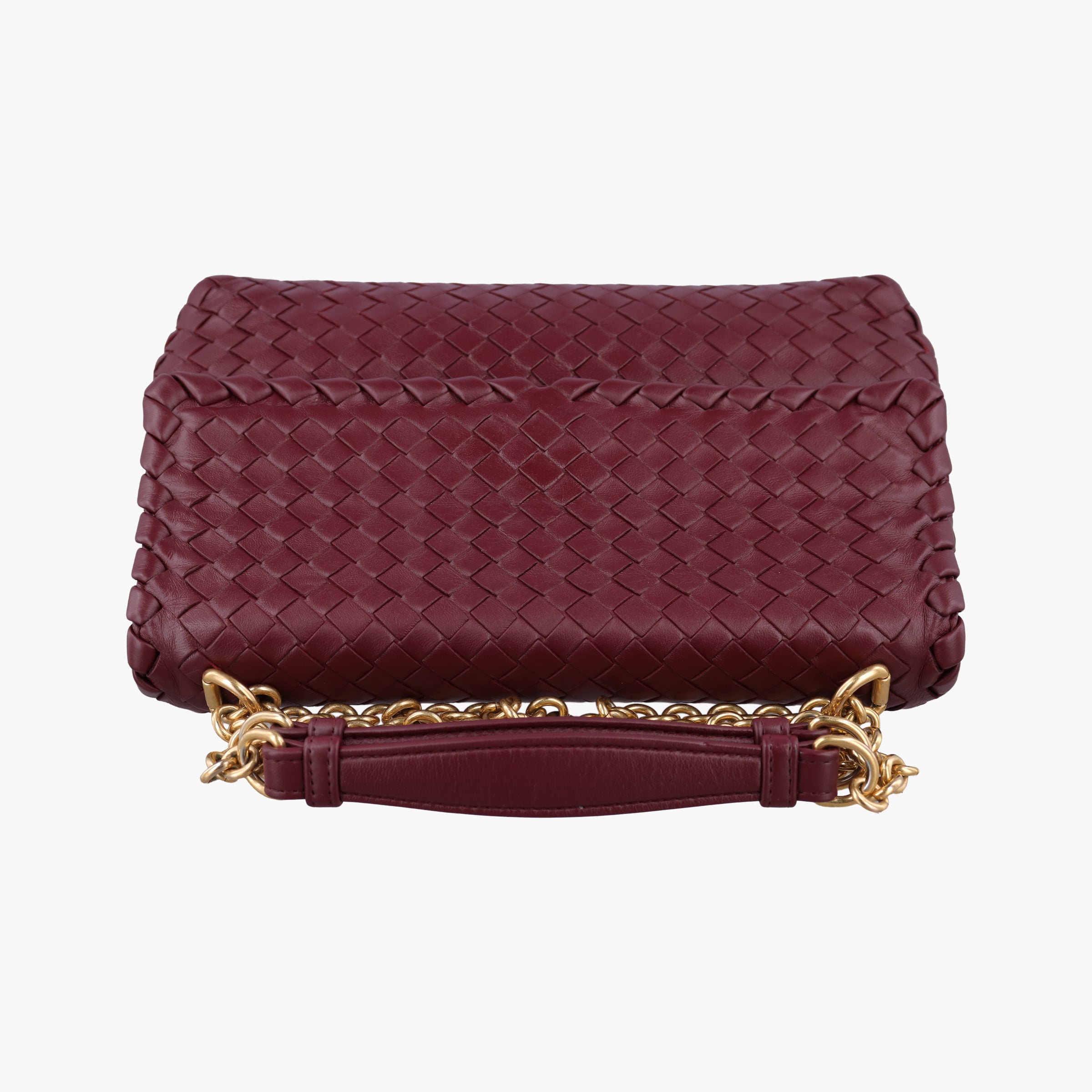 Pre-owned Bottega Veneta Intrecciato Olimpia Burgundy lambskin  shoulderbag | stylenewstar