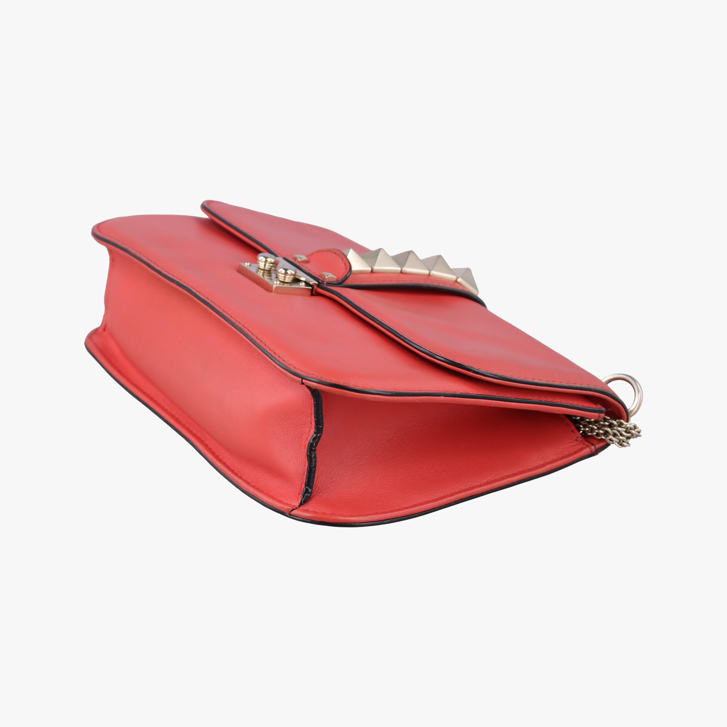 Pre-owned Valentino Rockstud Glam Lock Red Leather  shoulderbag | stylenewstar