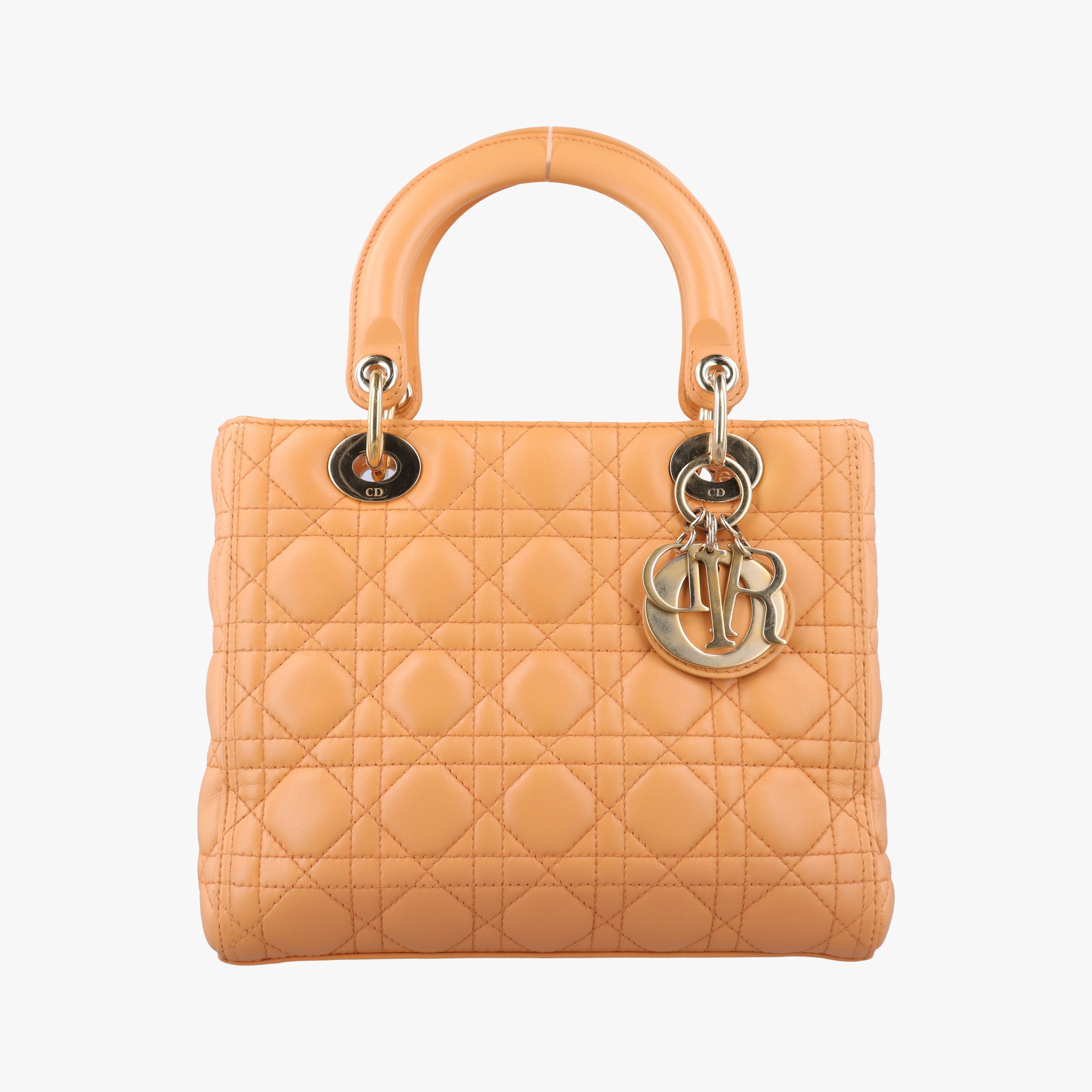 Secondhand Christian Dior Lady Dior Orange lambskin  handbag | stylenewstar