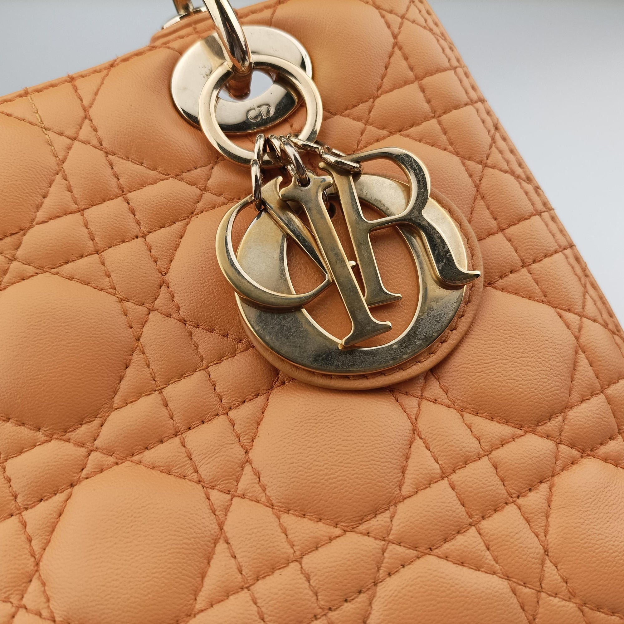 Secondhand Christian Dior Lady Dior Orange lambskin  handbag | stylenewstar