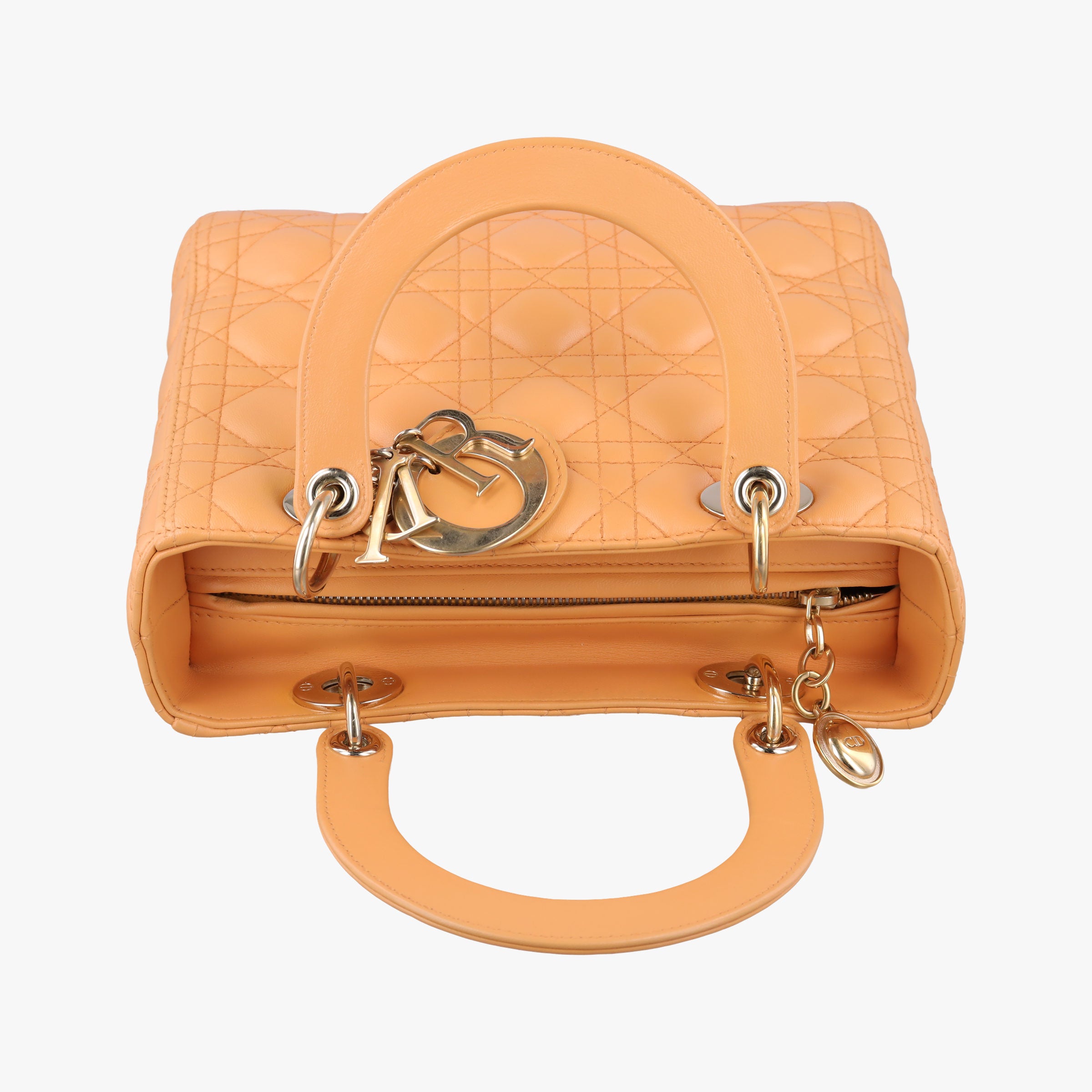 Secondhand Christian Dior Lady Dior Orange lambskin  handbag | stylenewstar