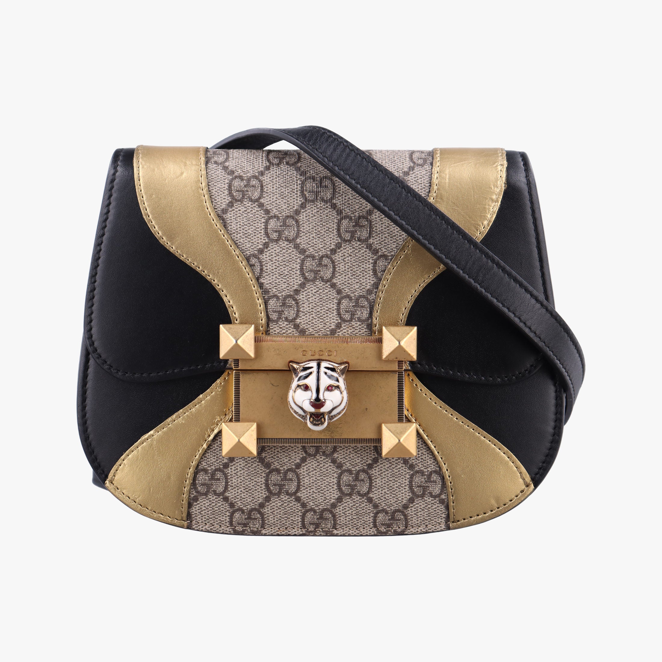 Vintage Gucci Osiride beige×Black×Golden PVC coated canvas×leather 500781 shoulderbag | stylenewstar