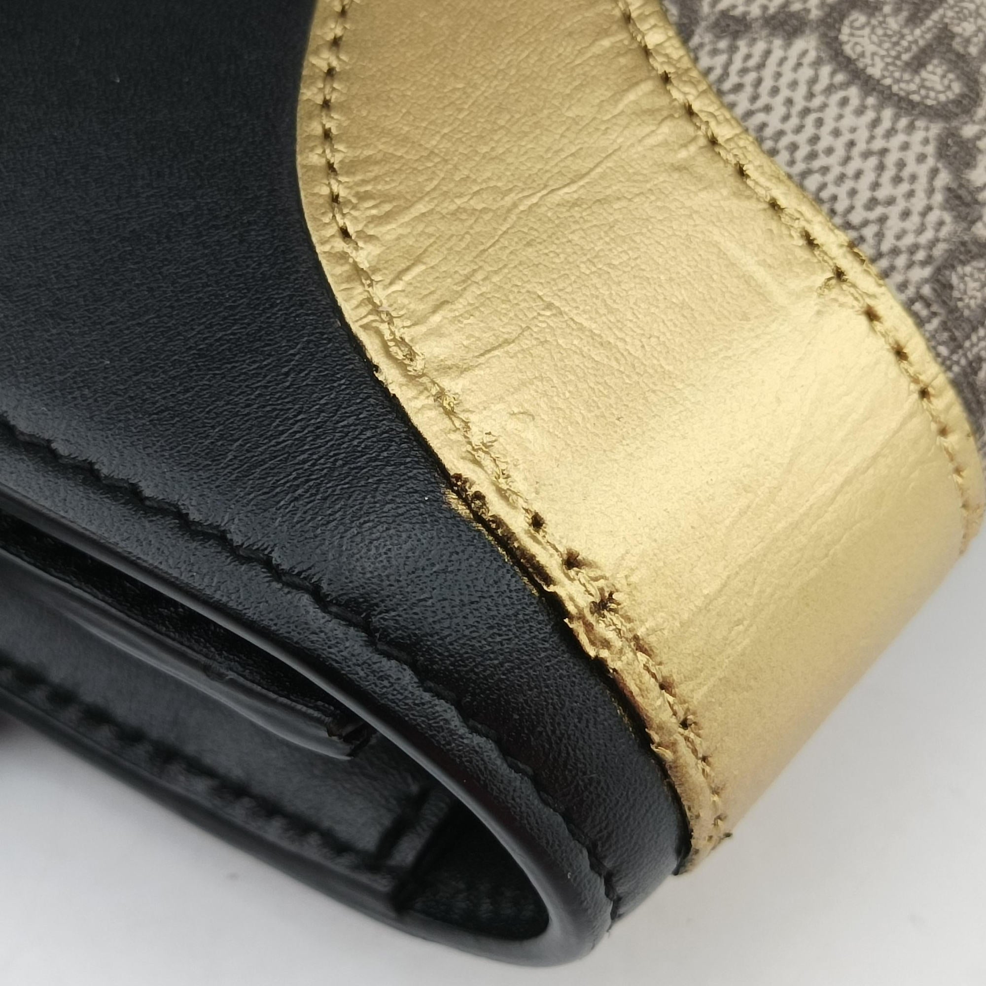 Vintage Gucci Osiride beige×Black×Golden PVC coated canvas×leather 500781 shoulderbag | stylenewstar