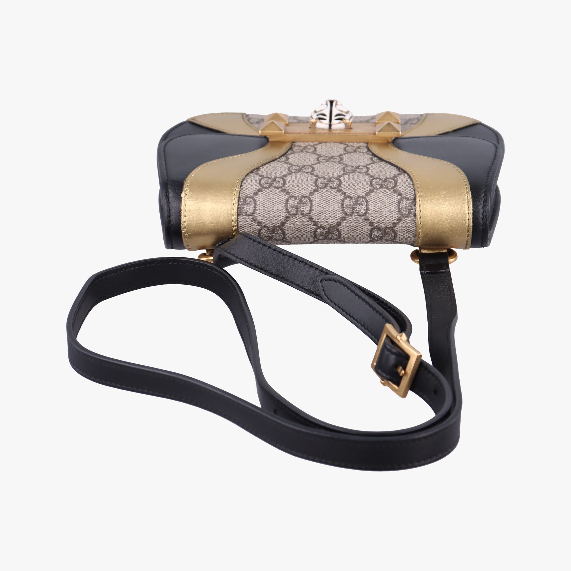 Vintage Gucci Osiride beige×Black×Golden PVC coated canvas×leather 500781 shoulderbag | stylenewstar