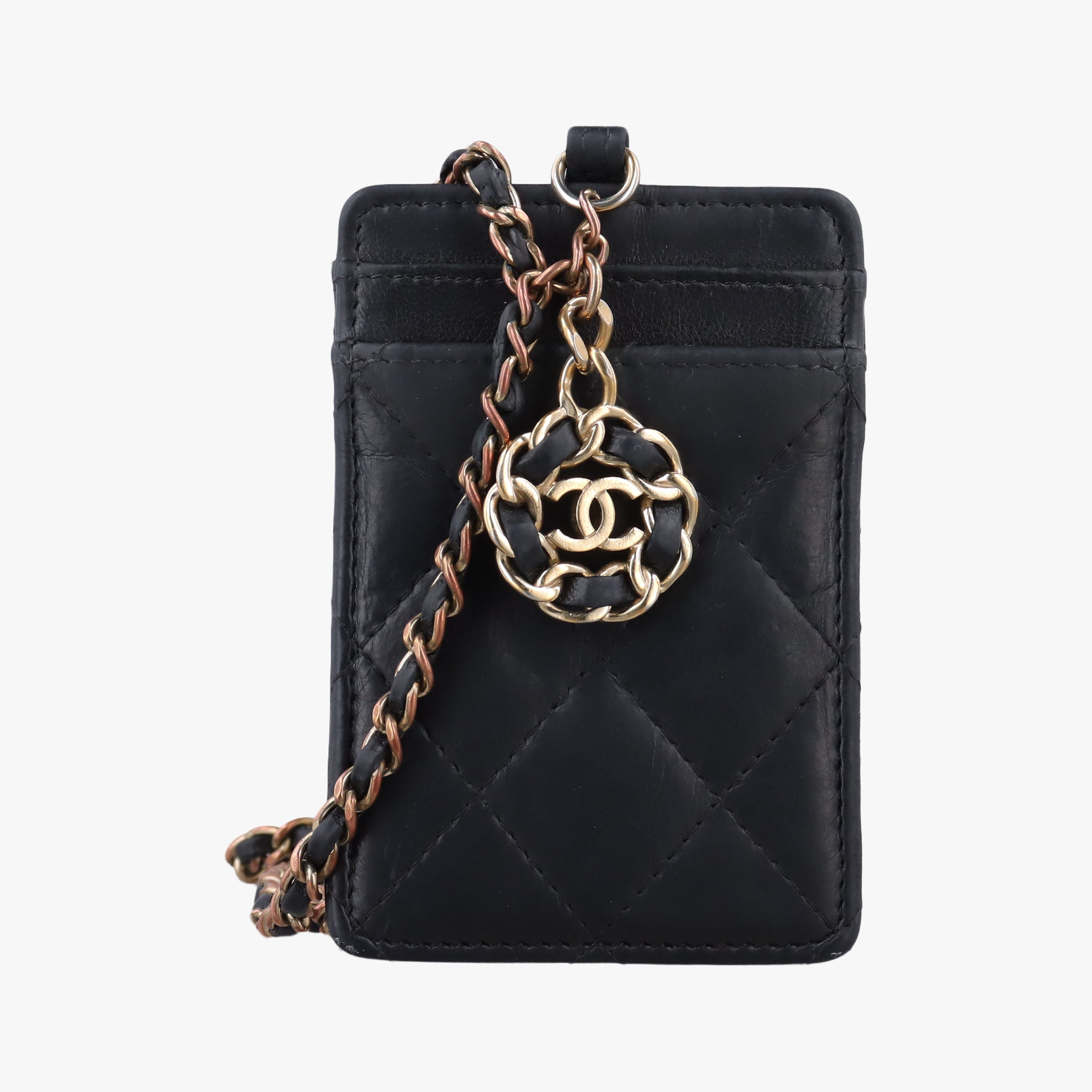 Vintage Chanel CC Logo Matelasse Card Case Black lambskin AP0711 shoulderbag | stylenewstar