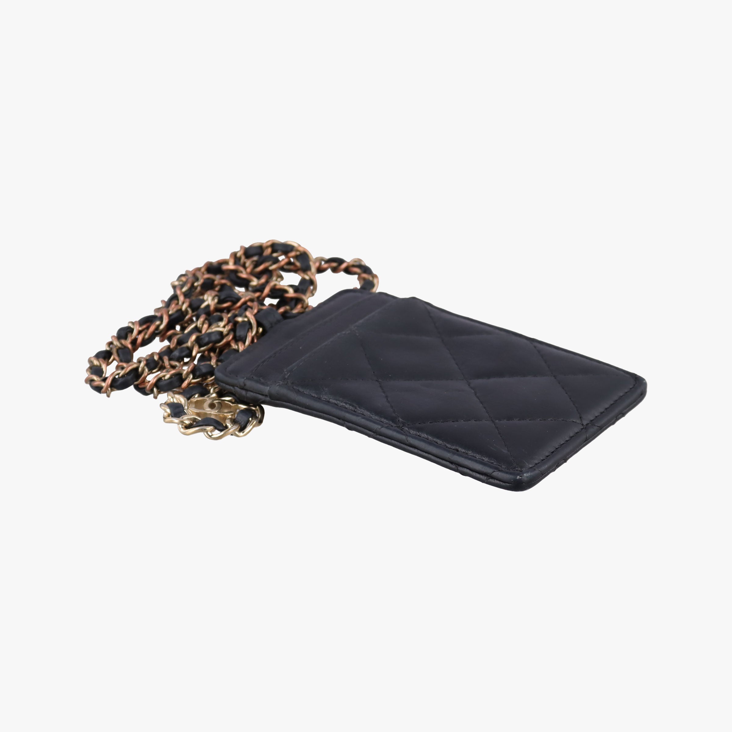 Vintage Chanel CC Logo Matelasse Card Case Black lambskin AP0711 shoulderbag | stylenewstar
