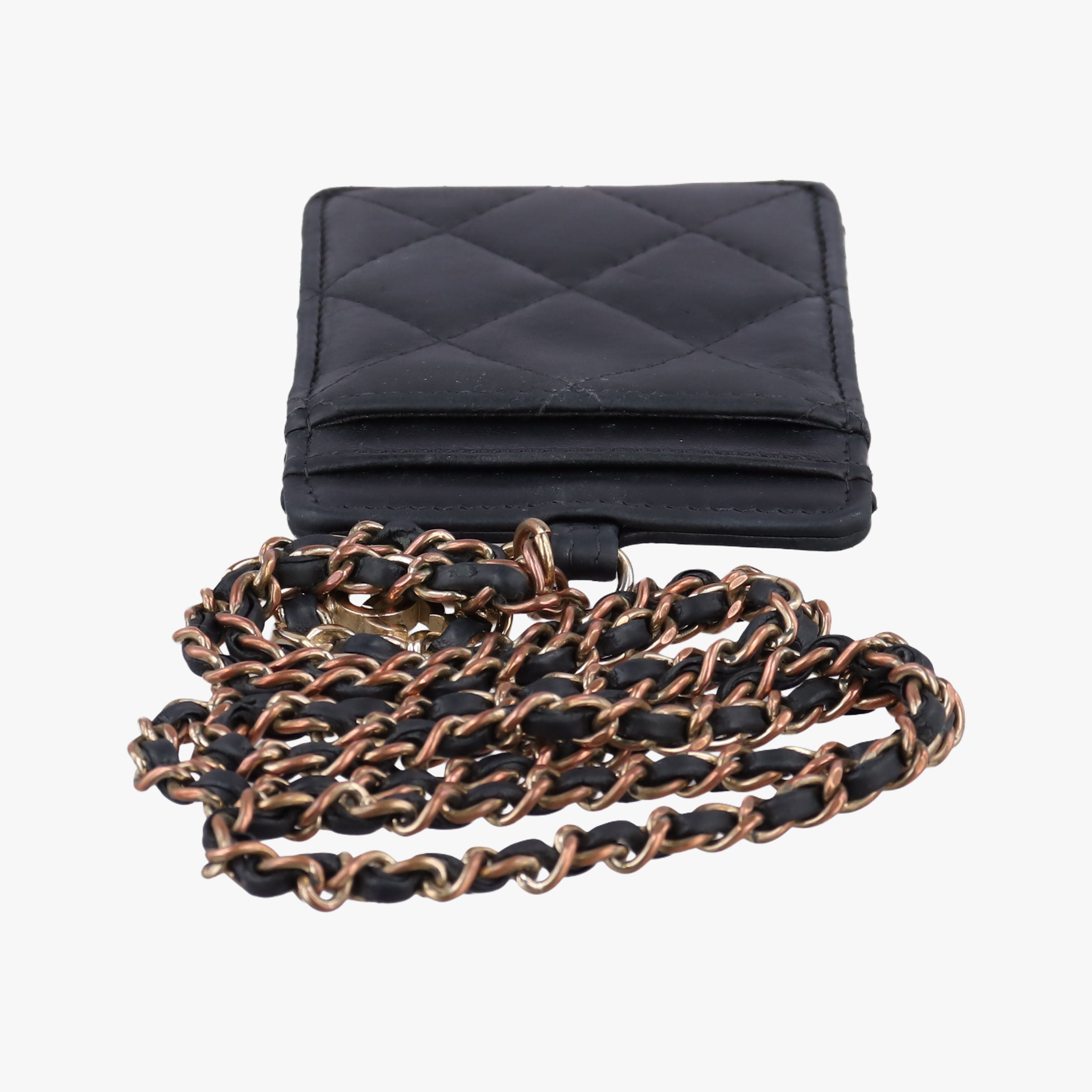 Vintage Chanel CC Logo Matelasse Card Case Black lambskin AP0711 shoulderbag | stylenewstar