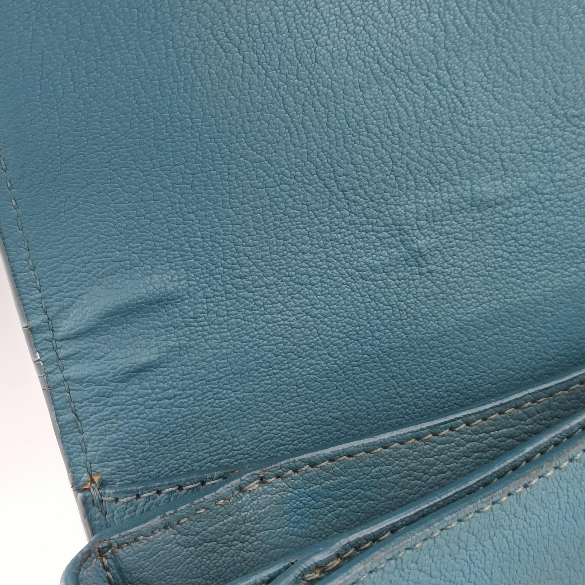 Pre-owned Miu Miu Push-Lock Flap Blue Leather  shoulderbag | stylenewstar