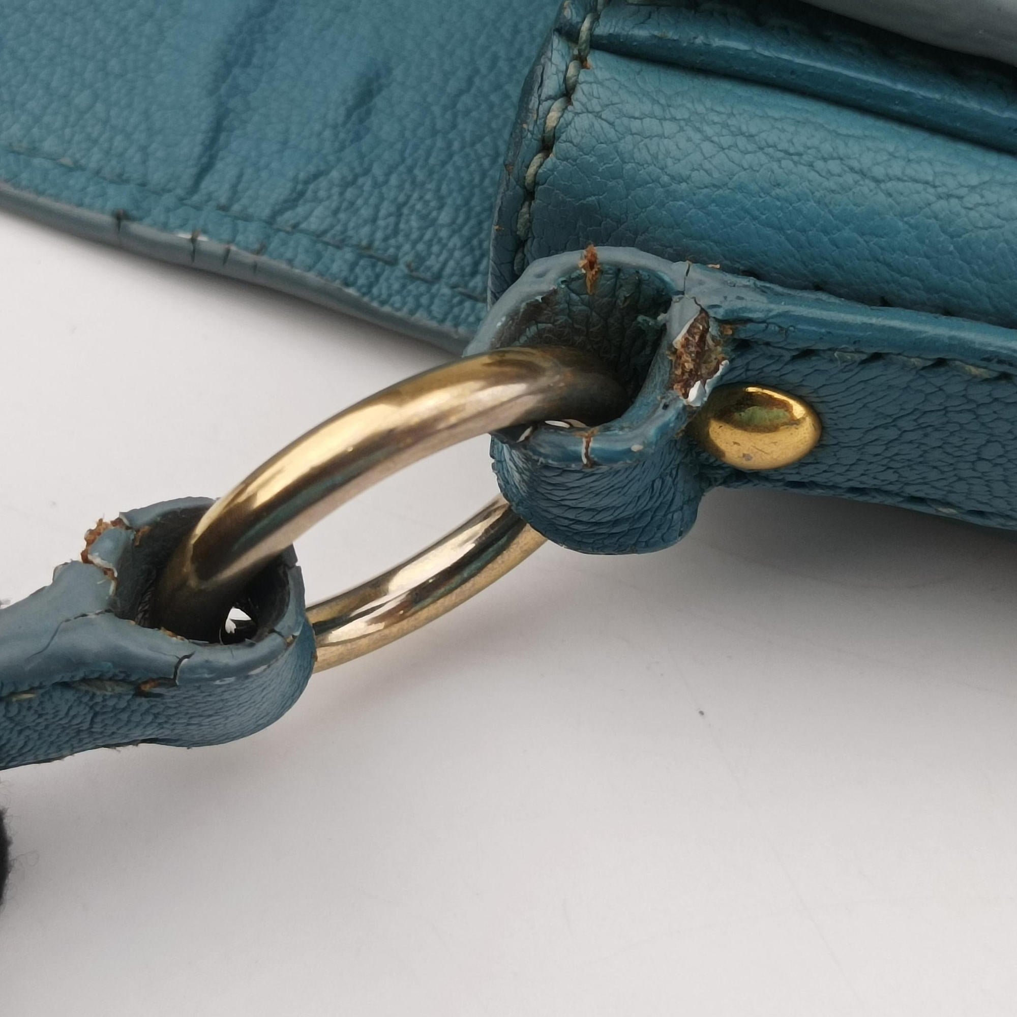 Pre-owned Miu Miu Push-Lock Flap Blue Leather  shoulderbag | stylenewstar