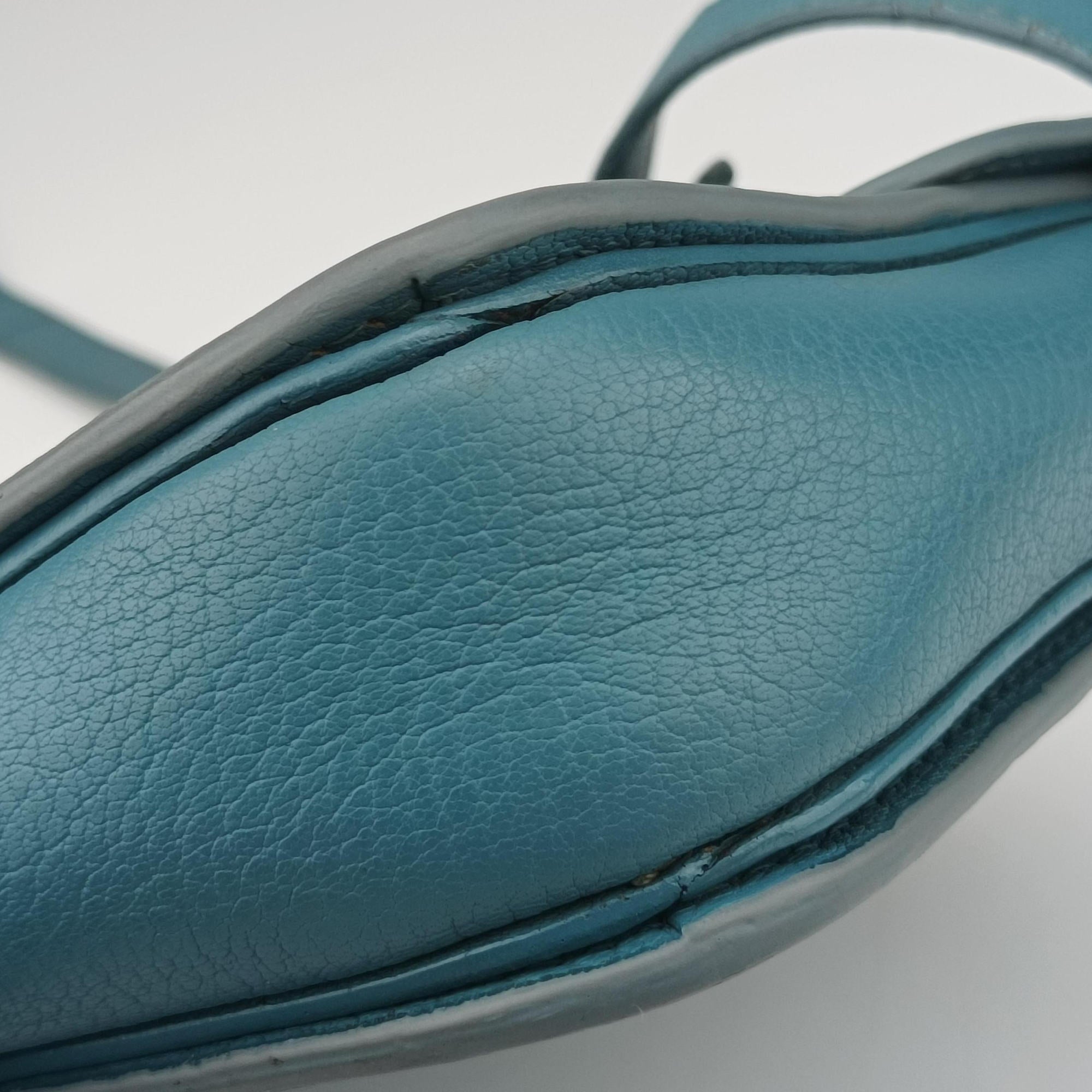 Pre-owned Miu Miu Push-Lock Flap Blue Leather  shoulderbag | stylenewstar
