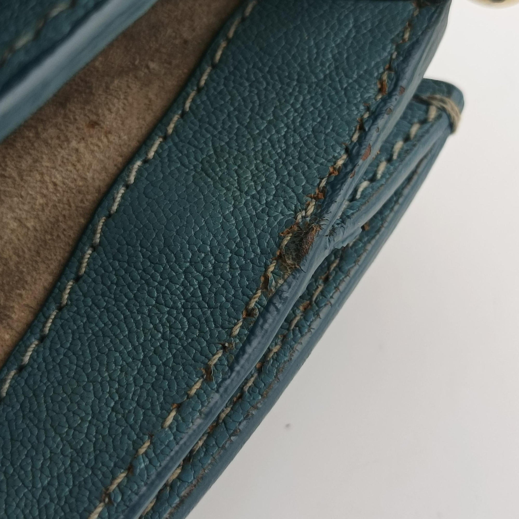 Pre-owned Miu Miu Push-Lock Flap Blue Leather  shoulderbag | stylenewstar