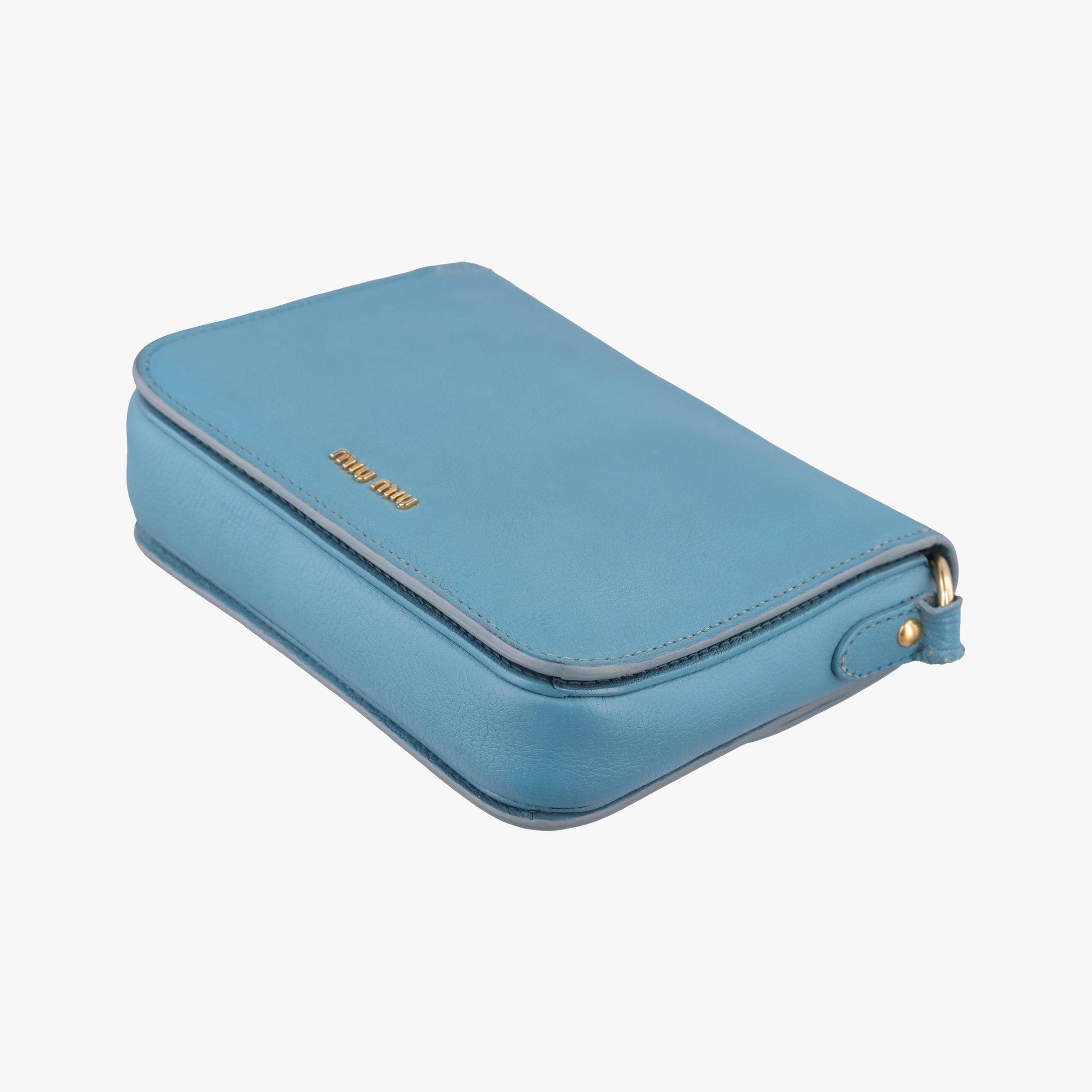 Pre-owned Miu Miu Push-Lock Flap Blue Leather  shoulderbag | stylenewstar