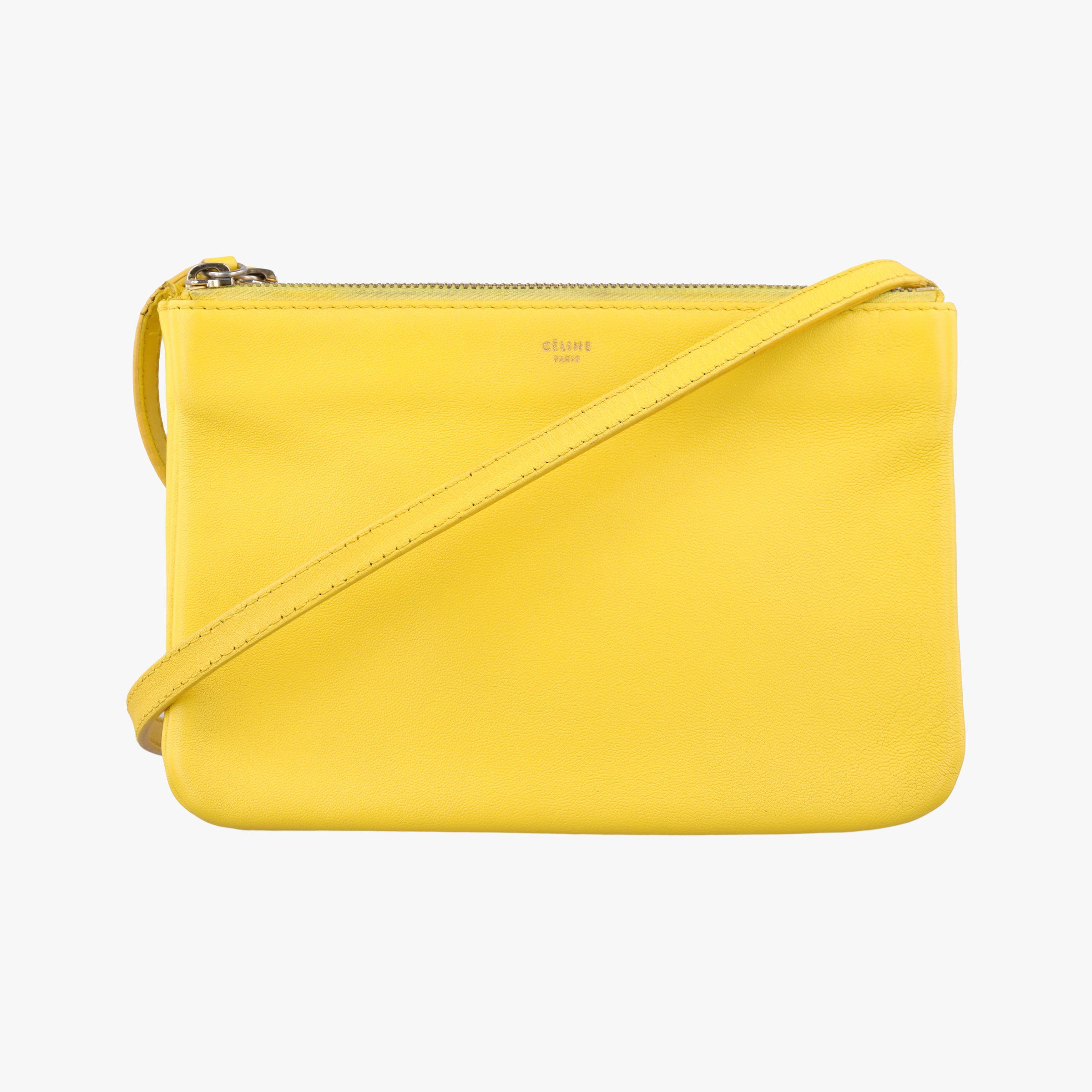 Pre-owned Celine TRIO Yellow Leather  shoulderbag | stylenewstar
