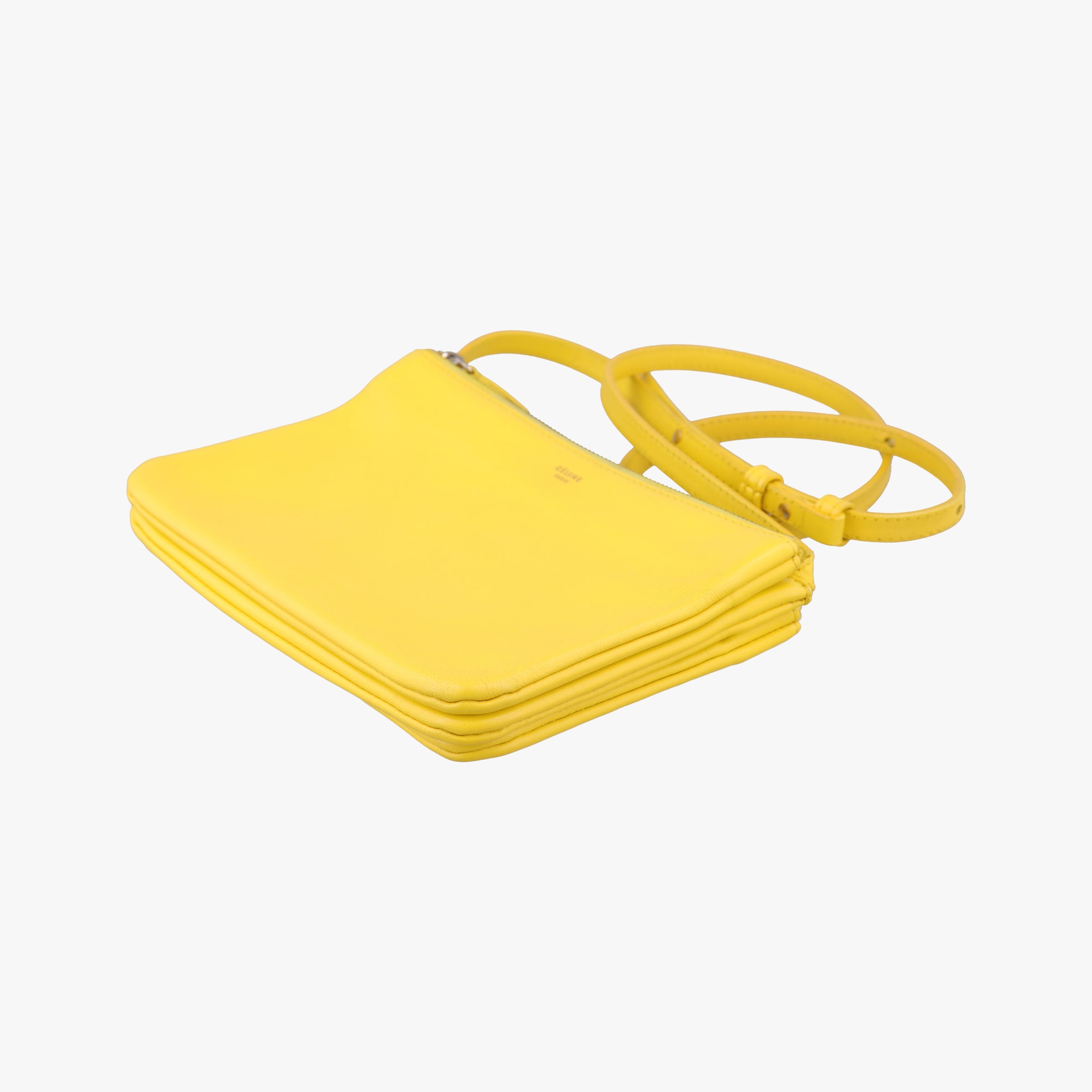 Pre-owned Celine TRIO Yellow Leather  shoulderbag | stylenewstar