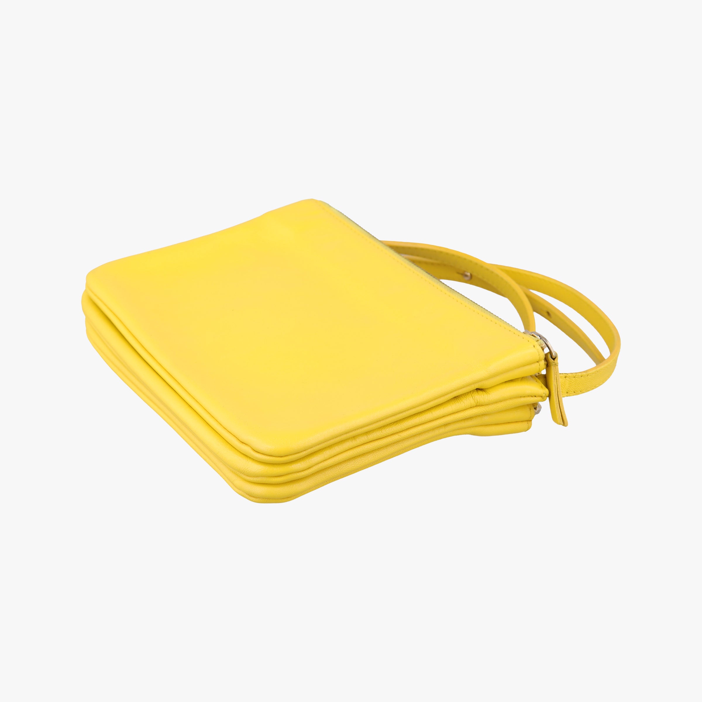 Pre-owned Celine TRIO Yellow Leather  shoulderbag | stylenewstar